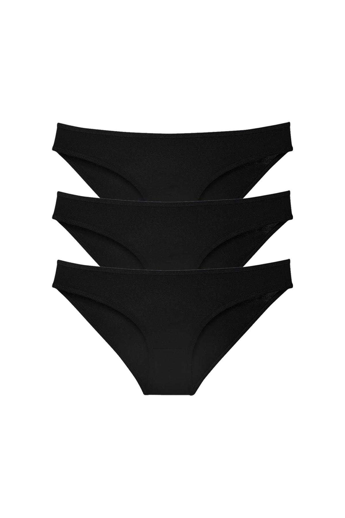 Easy Tedarik 3 adet Süper Eko Set Likralı Kadın Slip Külot Siyah