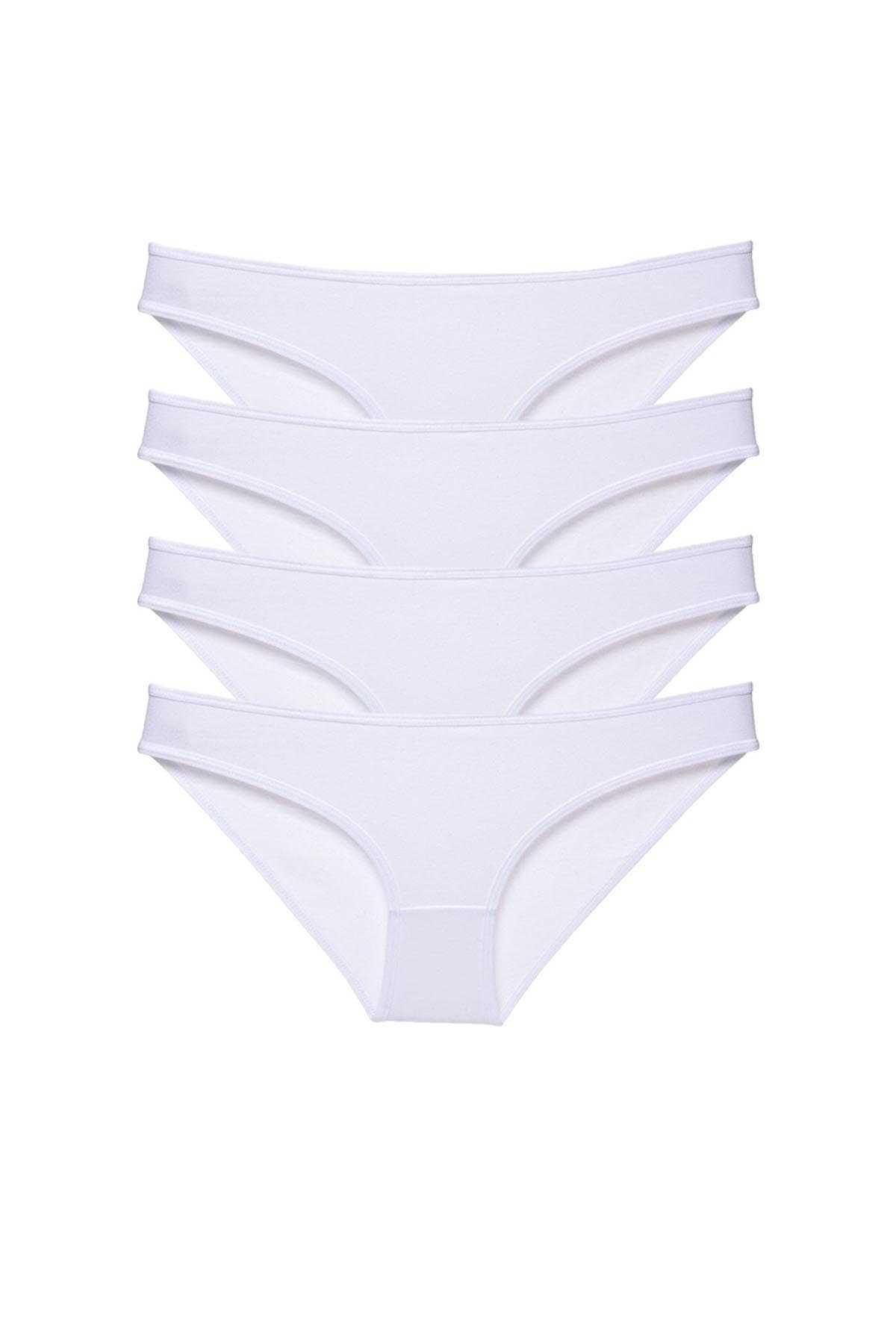 Easy Tedarik 4 adet Süper Eko Set Likralı Kadın Slip Külot Beyaz