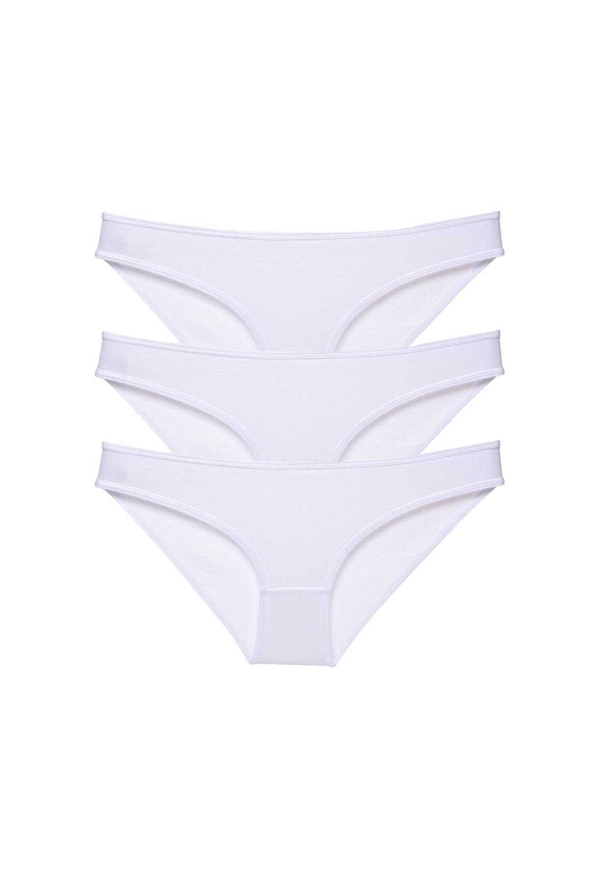 Easy Tedarik 3 adet Süper Eko Set Likralı Kadın Slip Külot Beyaz