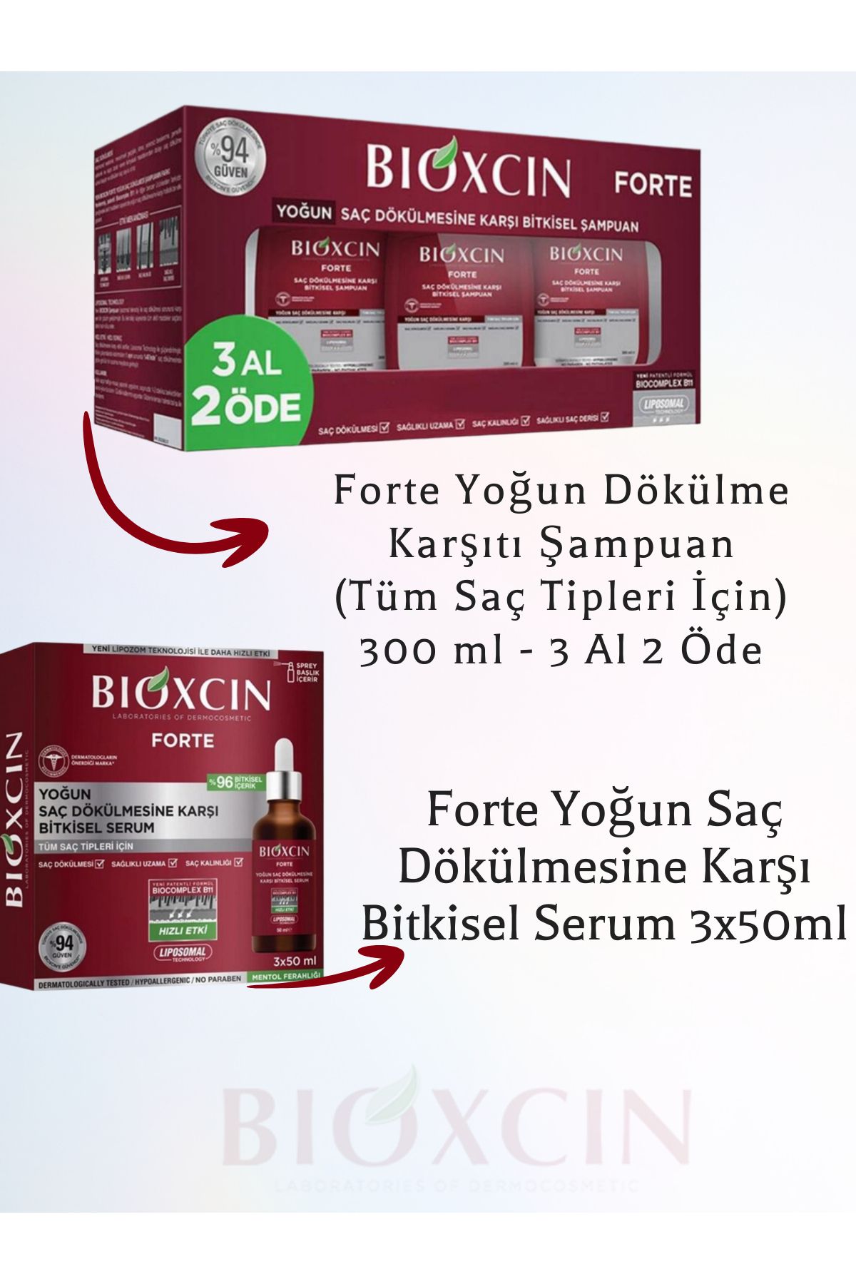 شامپو ضد مو فورته هربال سرم 100 ژل شستشوی صورت فورته هدیه Bioxcin