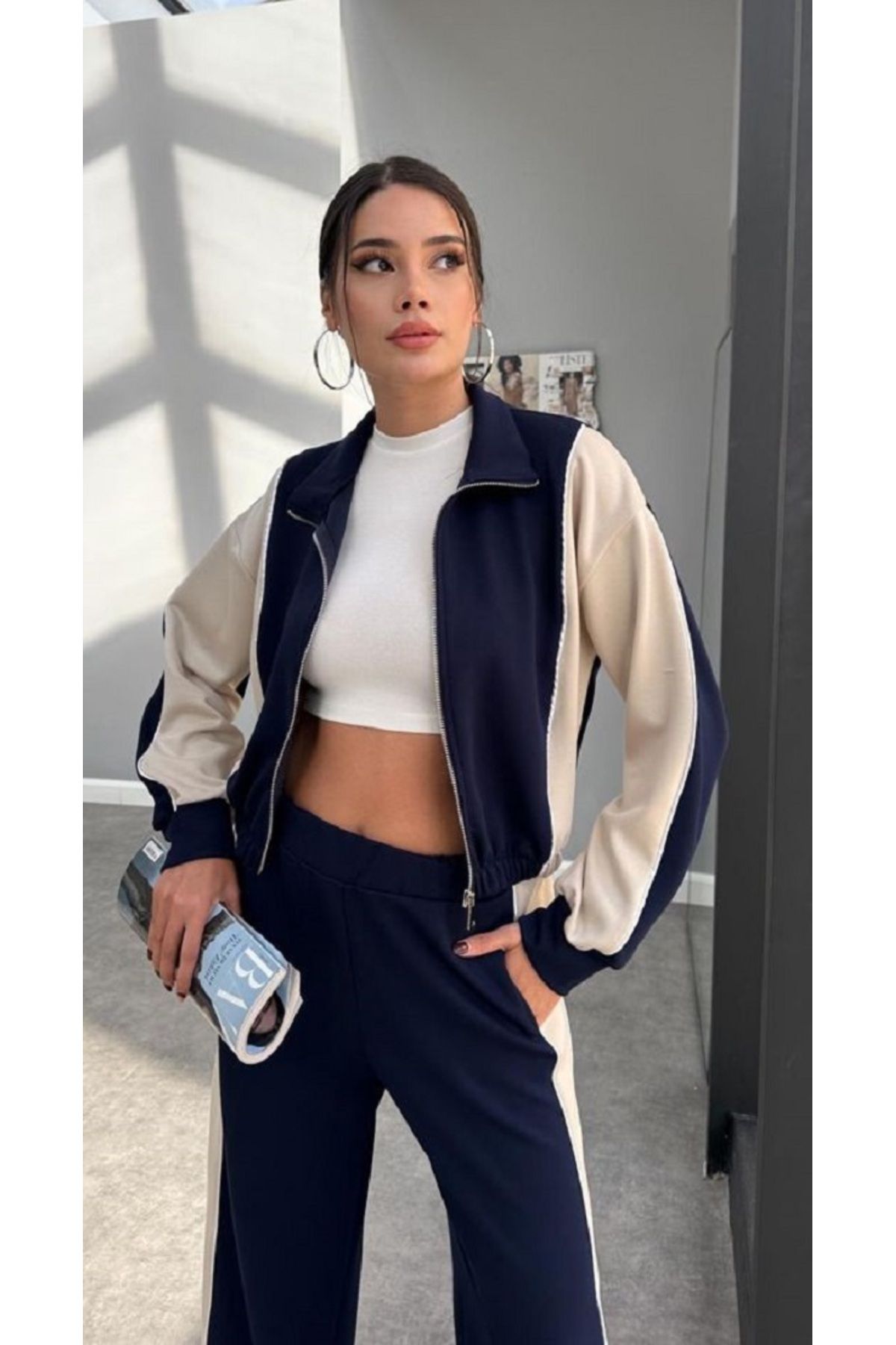 Marjinal-Classic Tracksuit with Patterned Zipper 2