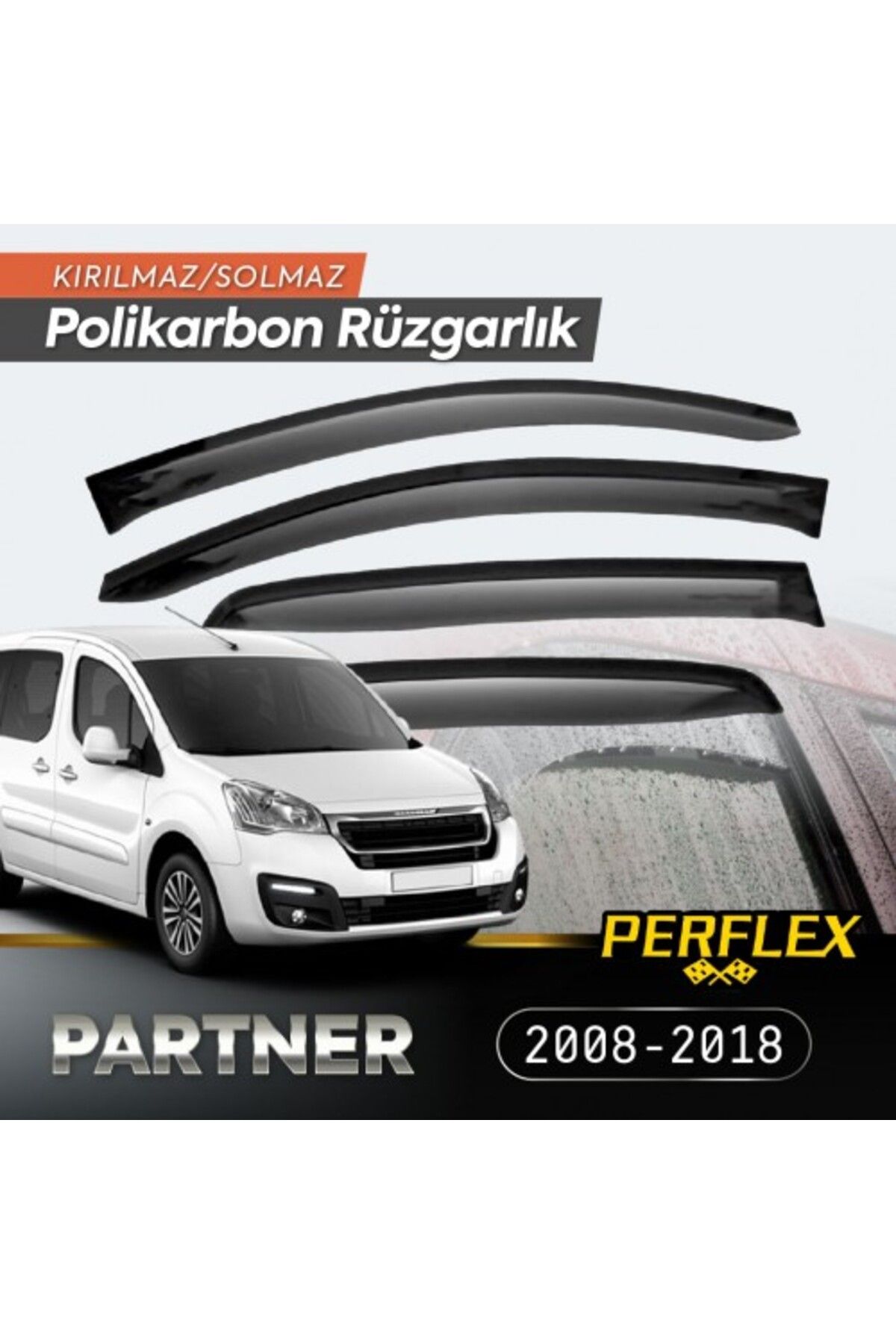 Mustore Peugeot Partner Tepee 2008-2018 Cam Rüzgarlığı V2 Düz