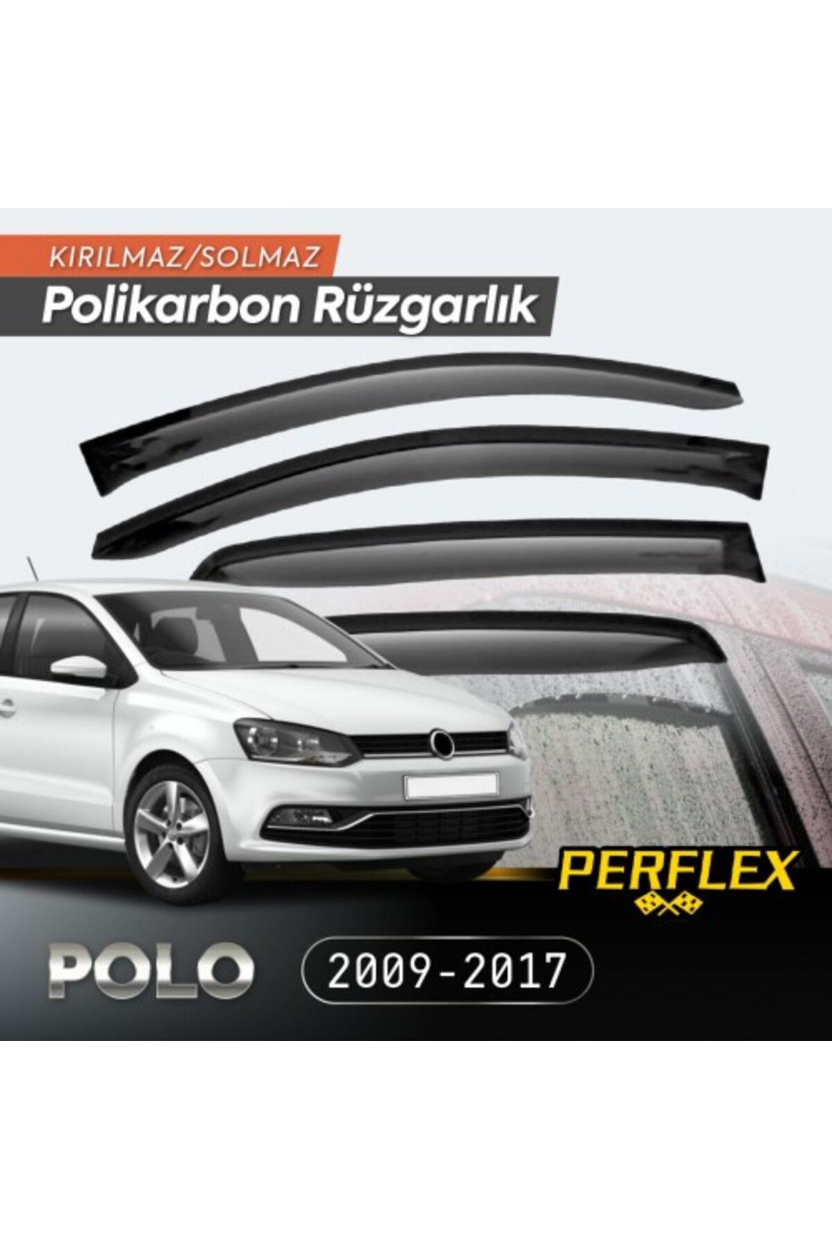 Mustore VW Polo 2009-2017 Cam Rüzgarlığı V2 Düz