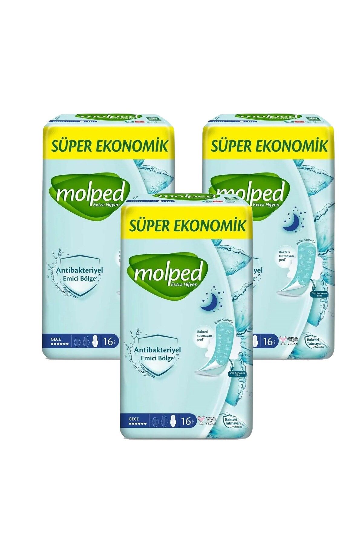 Molped Extra Hijyen Ped Gece Extra Uzun 16 lı x 3 Adet