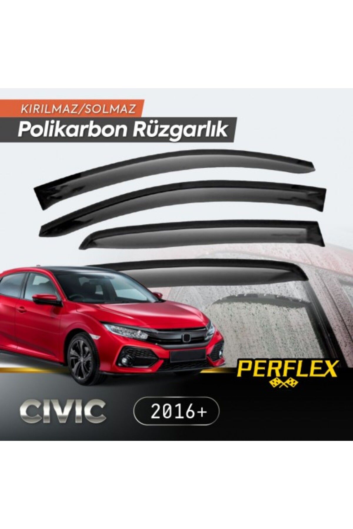 Mustore Honda Civic 2016+ Cam Rüzgarlığı V2 Mugen