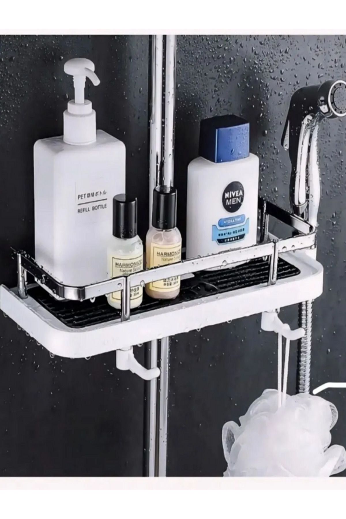 Beyaz Robot Sürgülü Duş Sabunluğu Organizer
