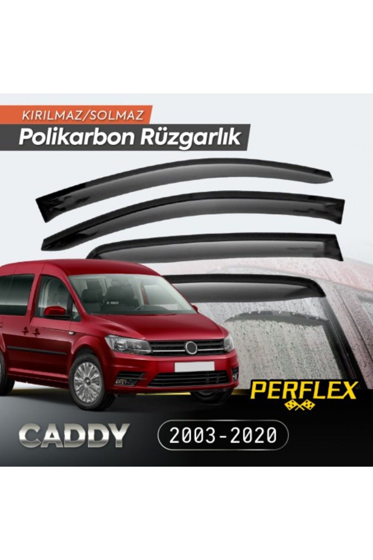 Mustore VW Caddy 2003-2020 Cam Rüzgarlığı V2 Mugen