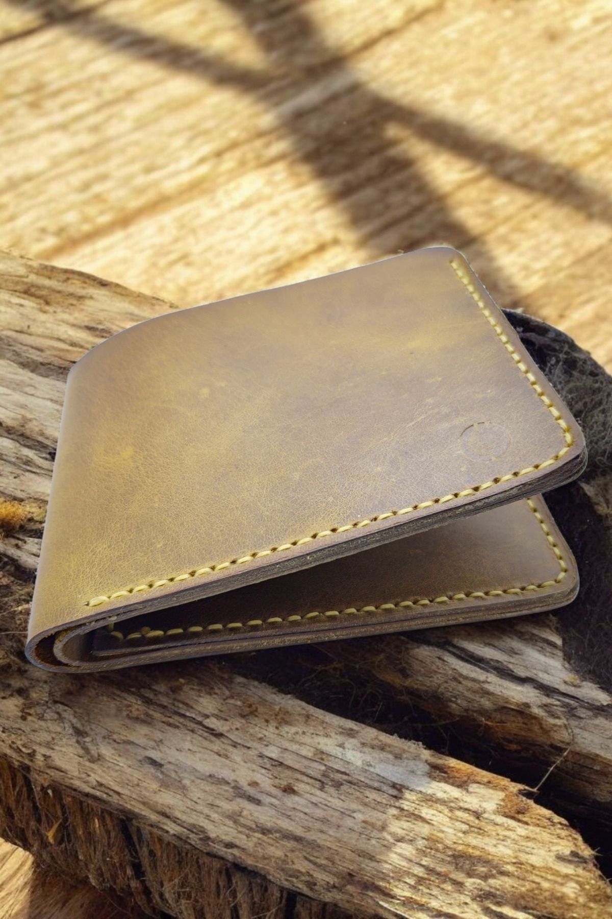 کیف پول مردانه دستباف چرمی واقعی چرم CY ETERNAL کلاسیک CAMEL Leather