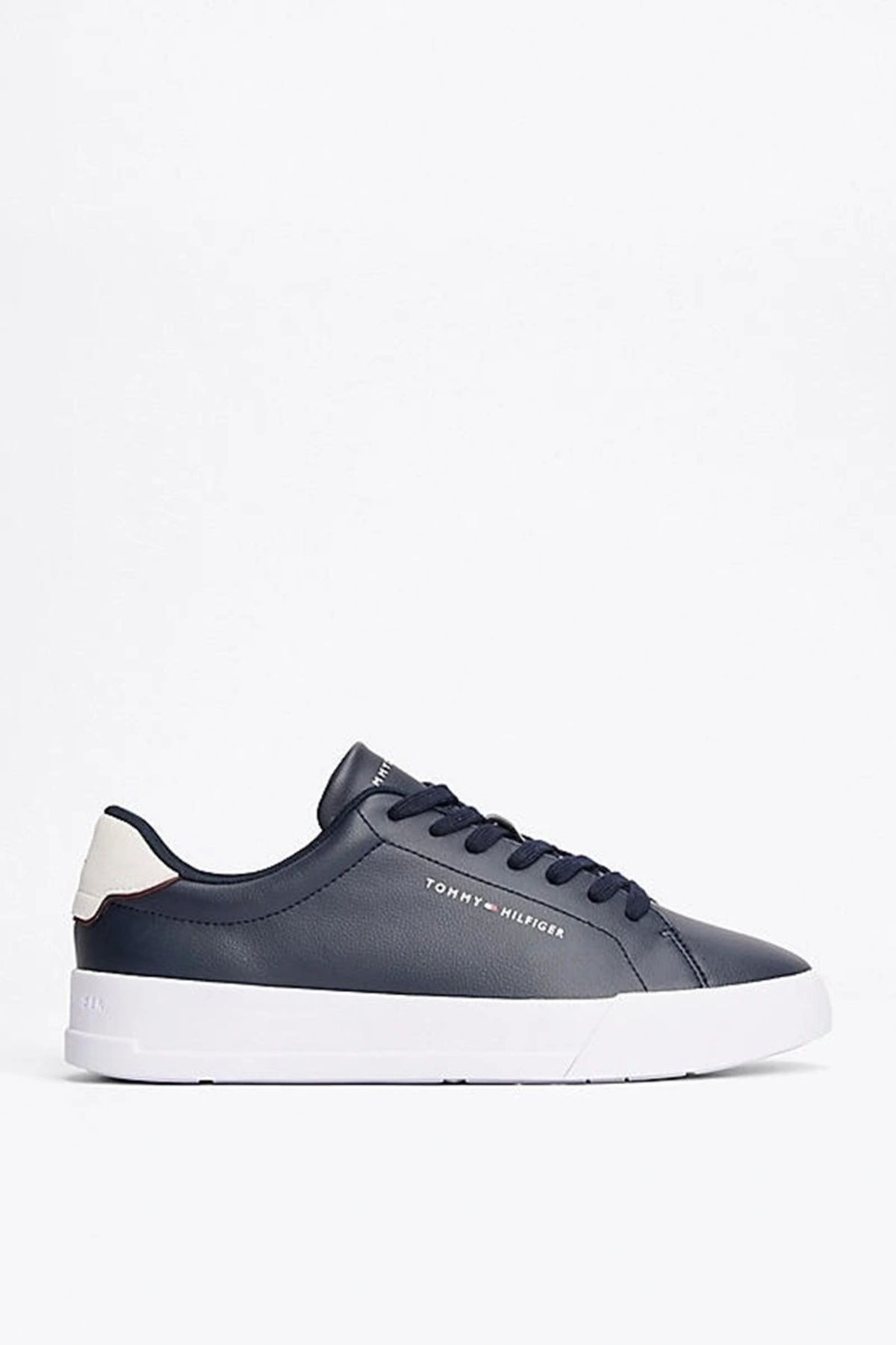 Tommy Hilfiger-Męskie granatowe trampki Pebble Grain Court 1