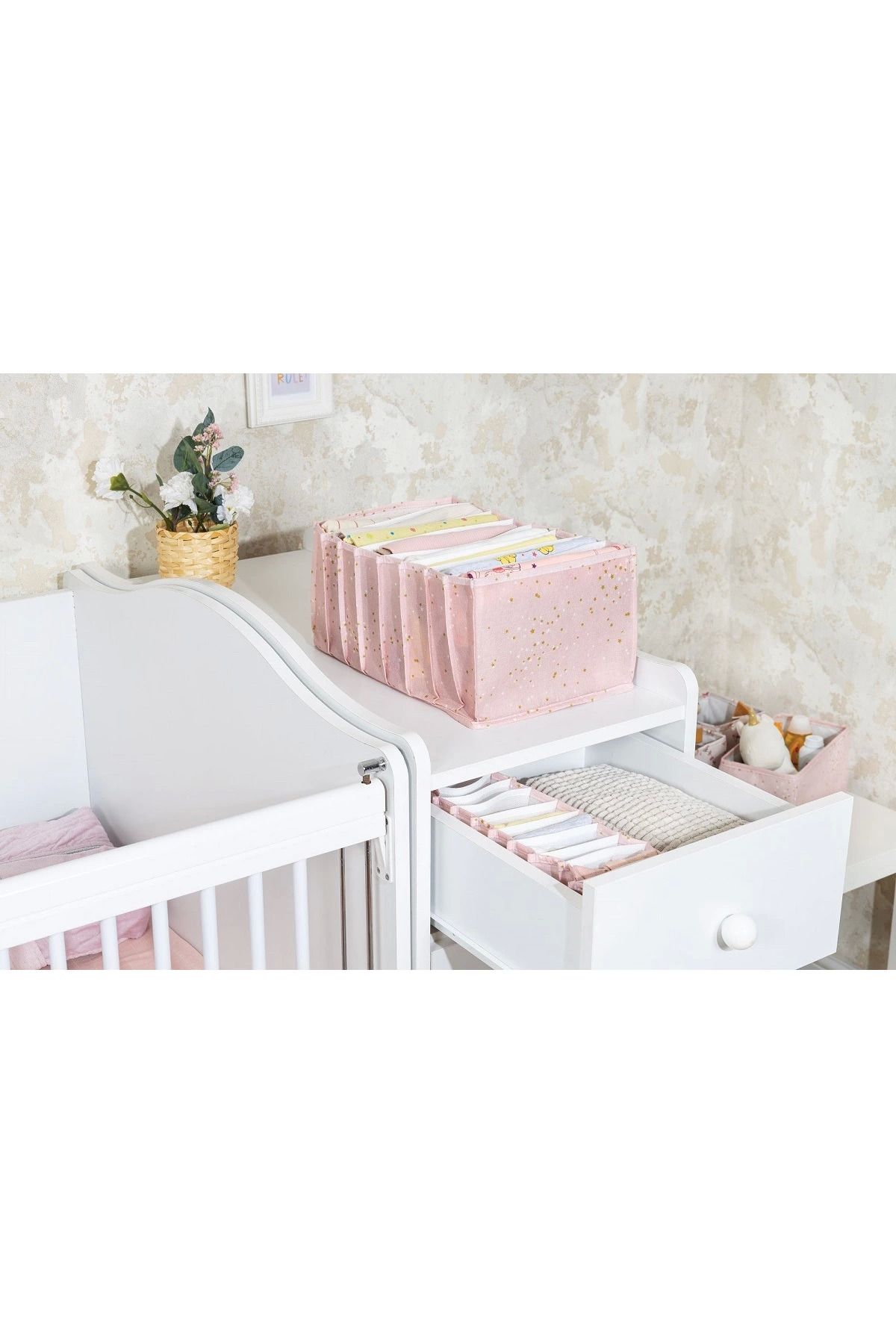 Easy Tedarik Baby Akordiyon Organizer Çekmece Düzenleyici Large (pembe) -04089
