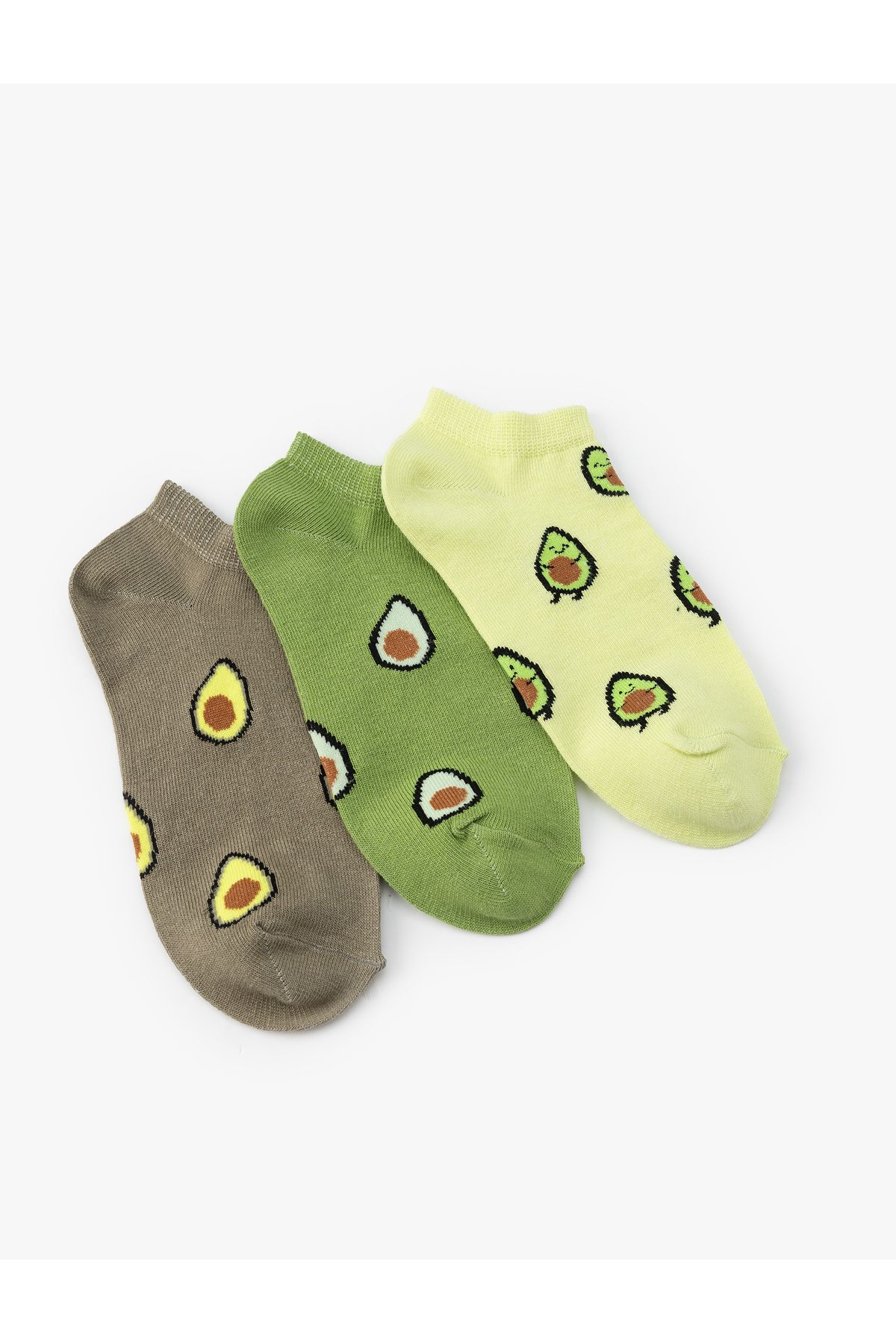 Koton-Set of 3 Booties Socks Avocado Patterned Multicolored 2
