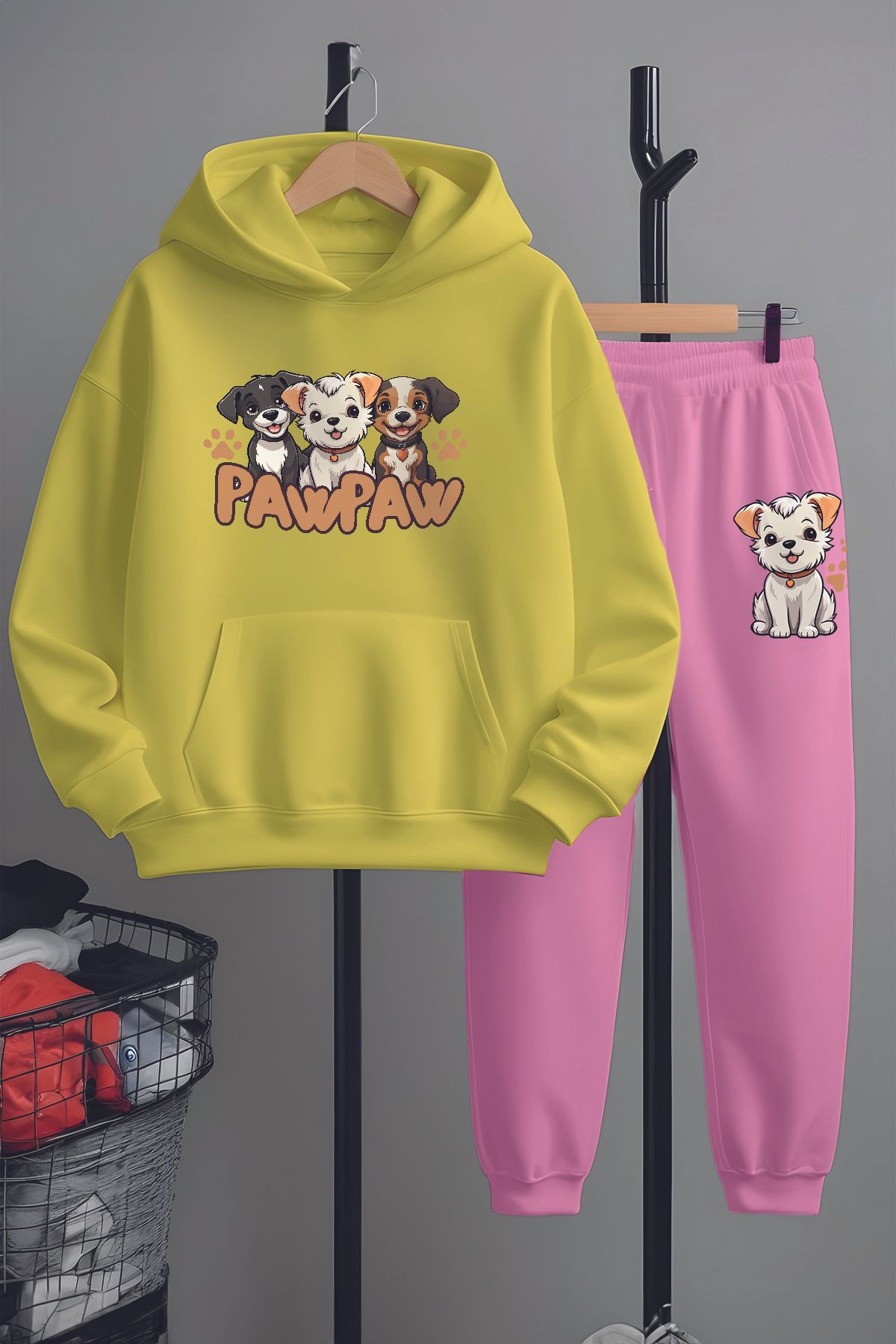 MYADA-Premium Cute Dogs Printed Bottom Top Tracksuit Set 23352 1