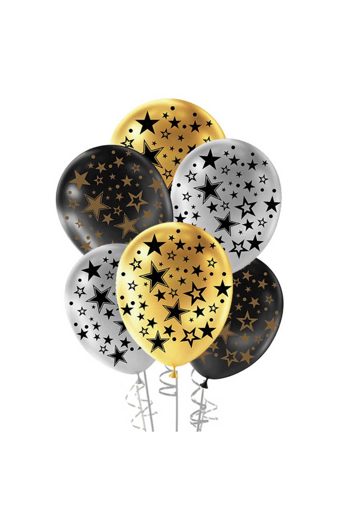 minik shop-Circumference Stars Printed Metallic Balloon 11" 100 Pcs 1