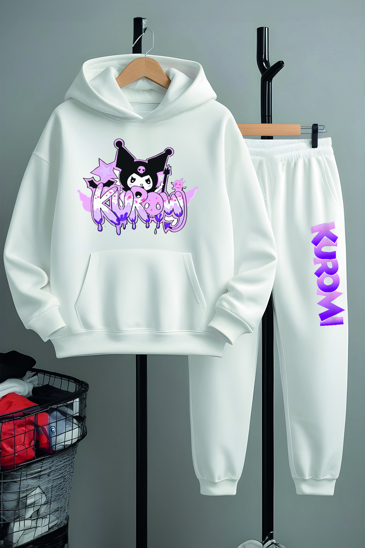 kumiさん MYADA Premium Graffı Kuromi Baskılı Alt Üst Eşofman Takımı 23408