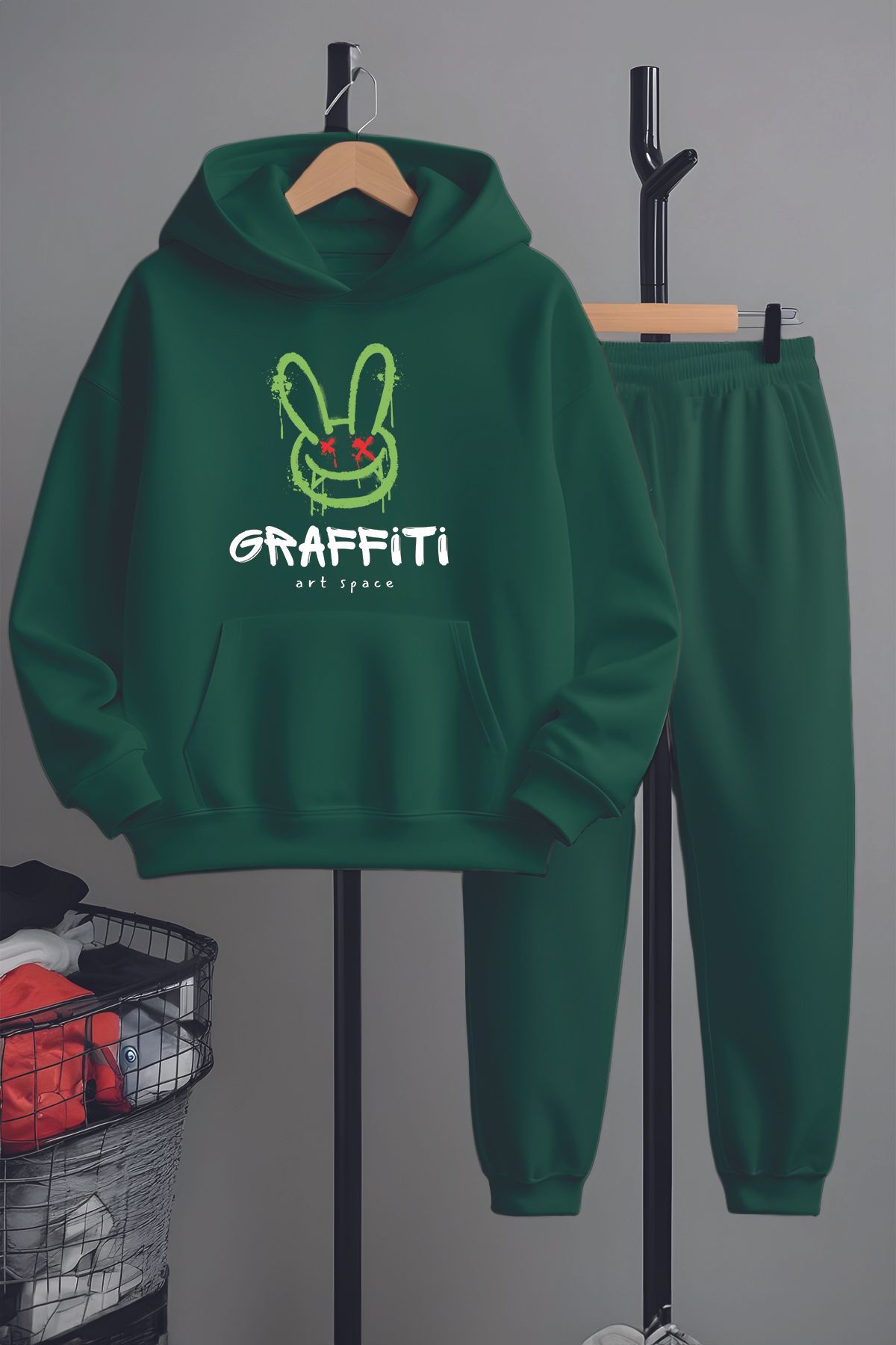 MYADA Set De Trening Cu Imprimeu Graffiti Rabbit În Stil Premium 23348 Unisex - 5–6 years
