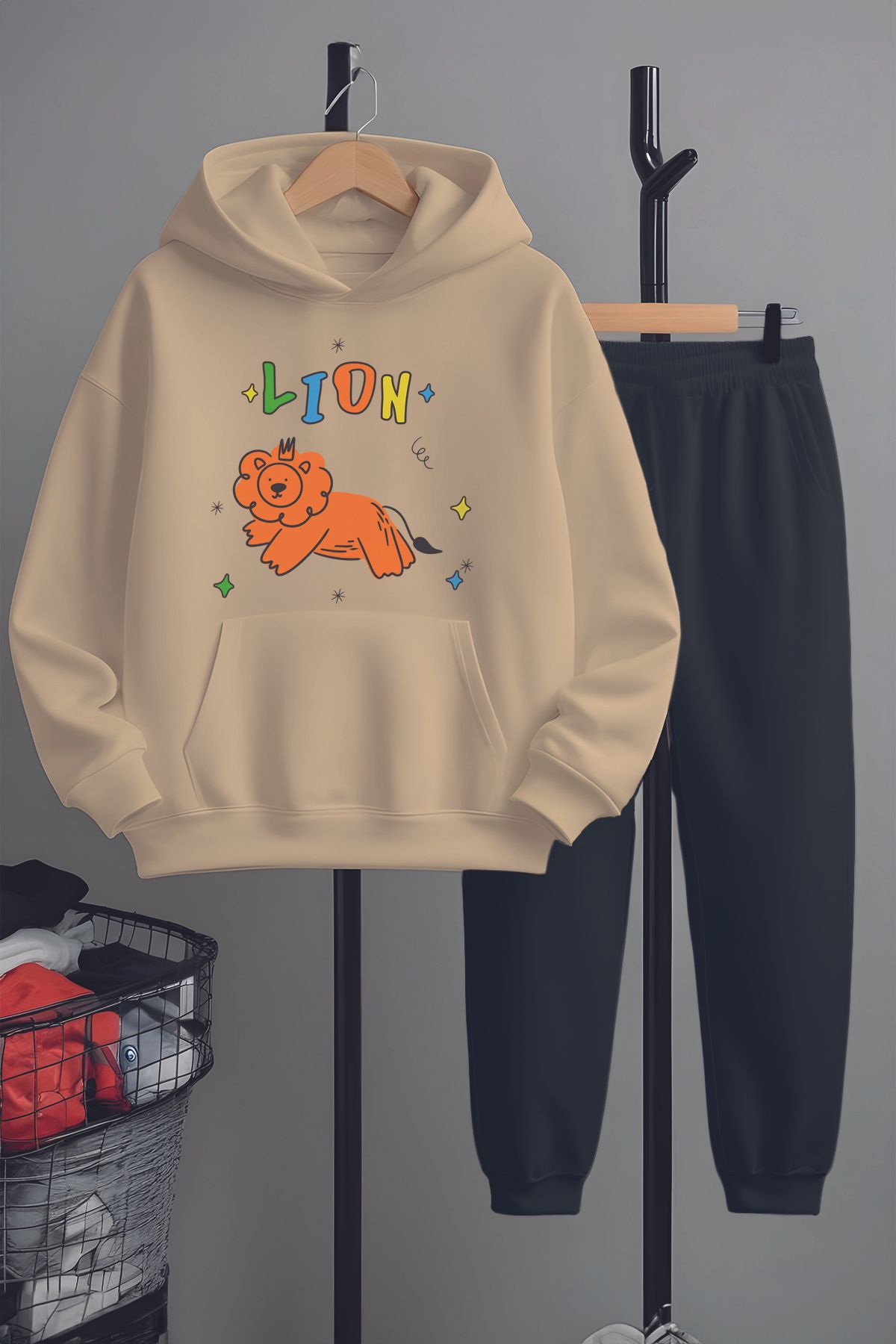 MYADA-Happy Lion Printed Premium Tracksuit Set - Bottom and Top Set 22903 1