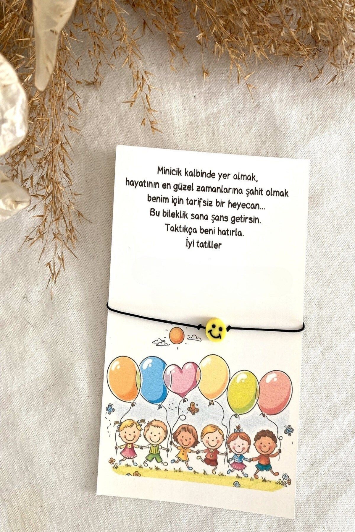 Emtory Home 10 Adet Balon Çocuk Konsept Kartlı Emoji Bileklik - Şans Bilekliği - Okul Hediyesi - Karne Hediyesi