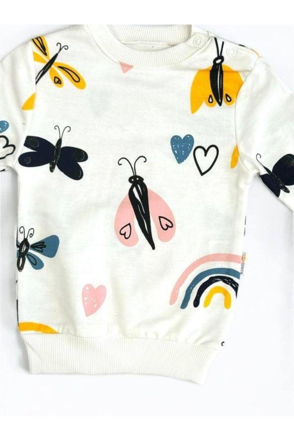 Zekids Kız Bebek Kelebek Desenli Pamuklu Eşofman Takım fotoğrafı 6 (önizleme)
