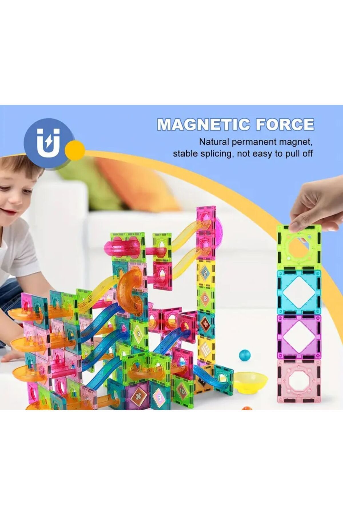 MİNİK DEHALAR-Magnetic 3D Slide Tubular Build Block Intelligence Developer (43 Pieces) 3