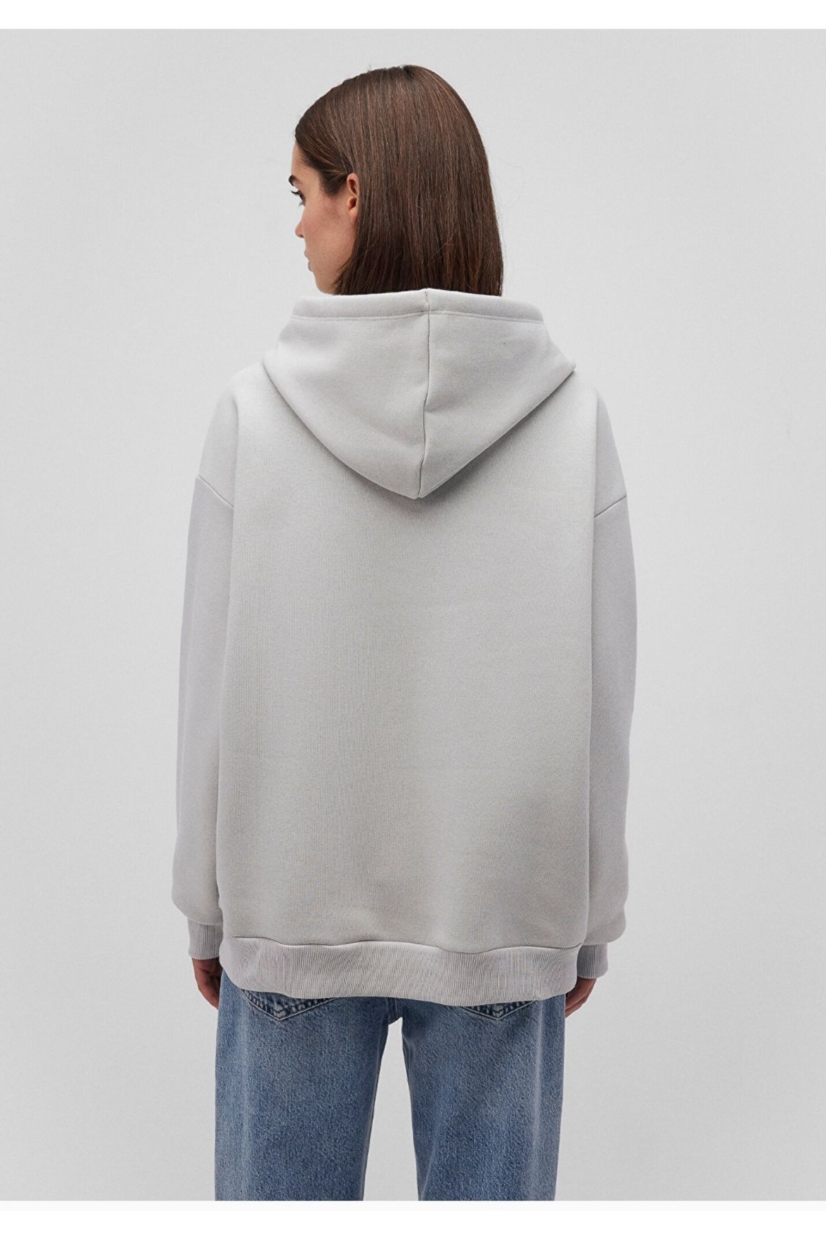 Mavi-Logo Printed Hooded Gray Sweatshirt 4