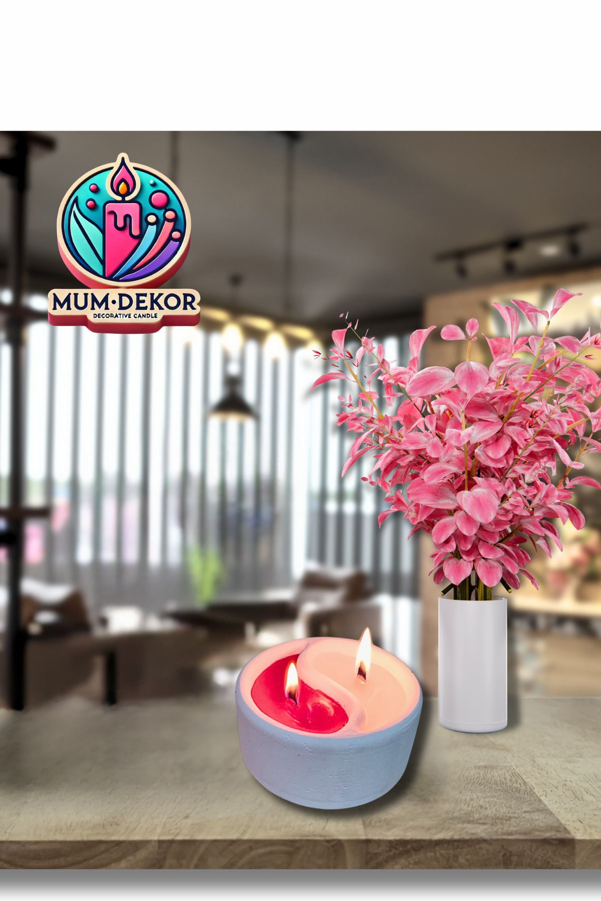 DEKORANLA Beyaz Ying-Yang Büyük Tealight Mumluk ile şık ve huzurlu atmosfer yaratın