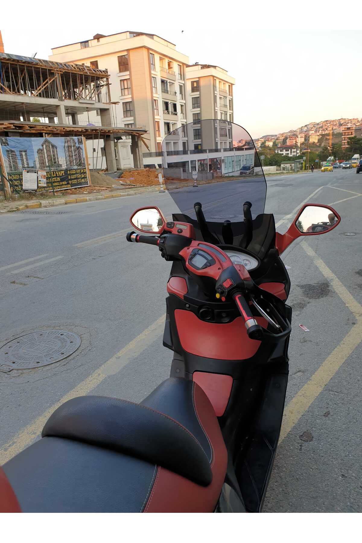 Piaggio X9 250 -500 Siperlik Ön Cam 2004 2006 Model 49cm Füme Renkli 4mm ORTA BOYLU CAM