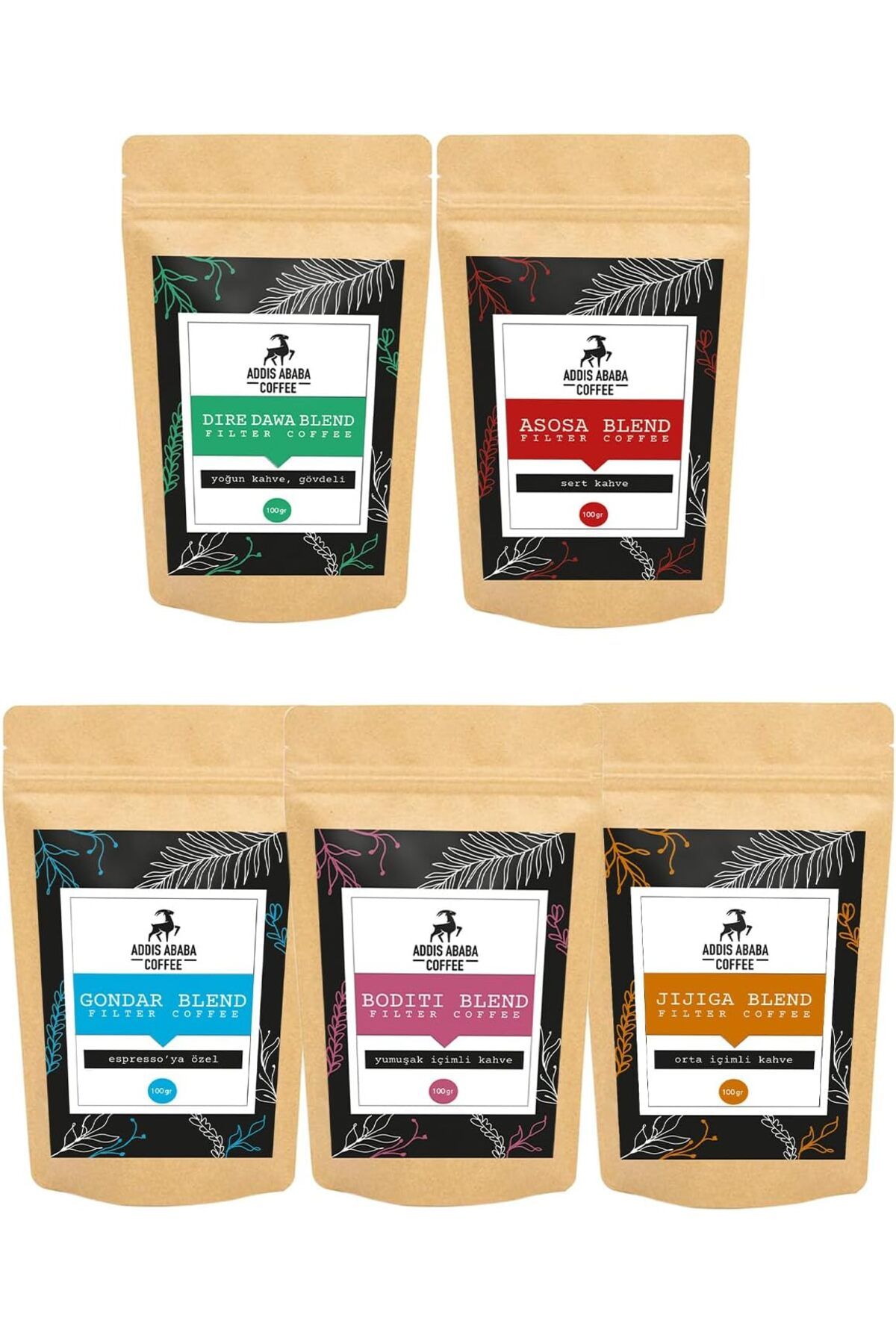 Genel Markalar Ababa Coffee - 5x100 gr Orijinal Etiyopya Kahveleri (Moka Pot)