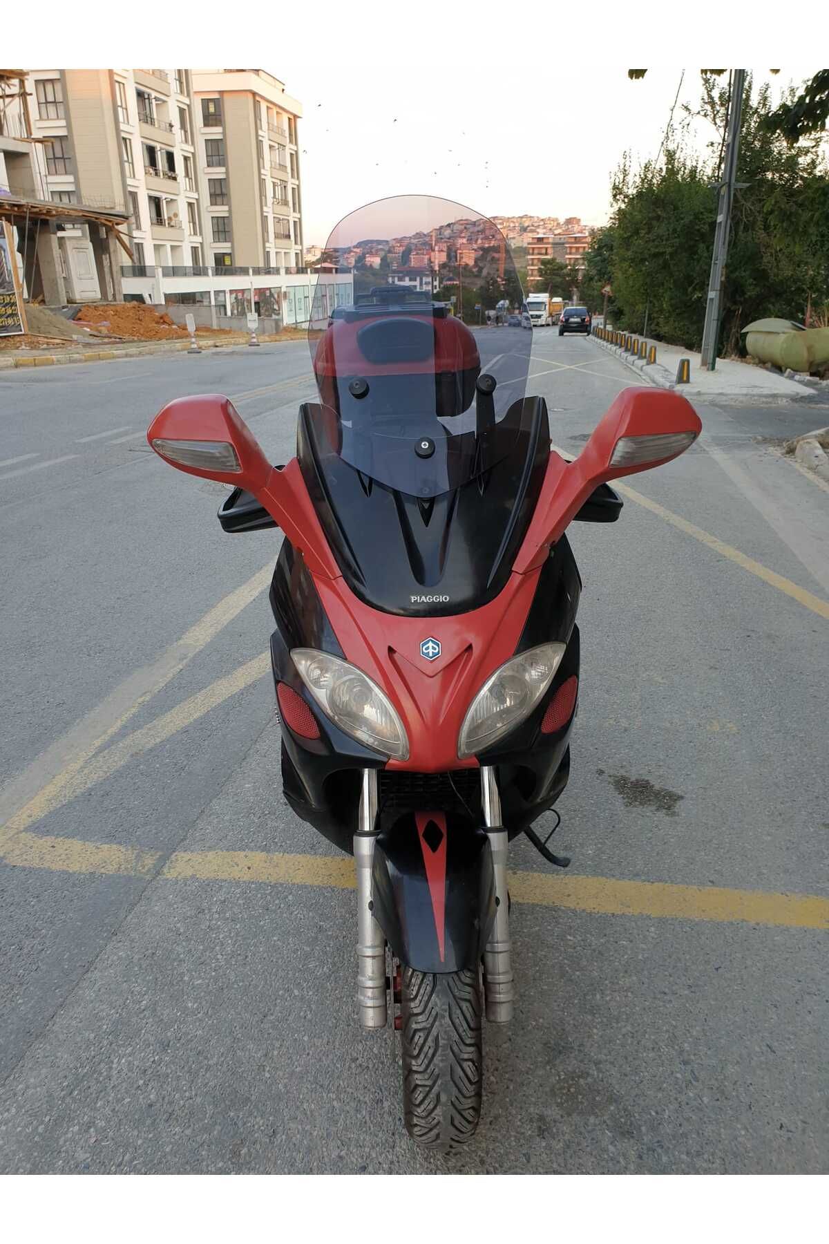 Piaggio X9 250 -500 Siperlik Ön Cam 2004 2006 Model 49cm Füme Renkli 4mm ORTA BOYLU CAM
