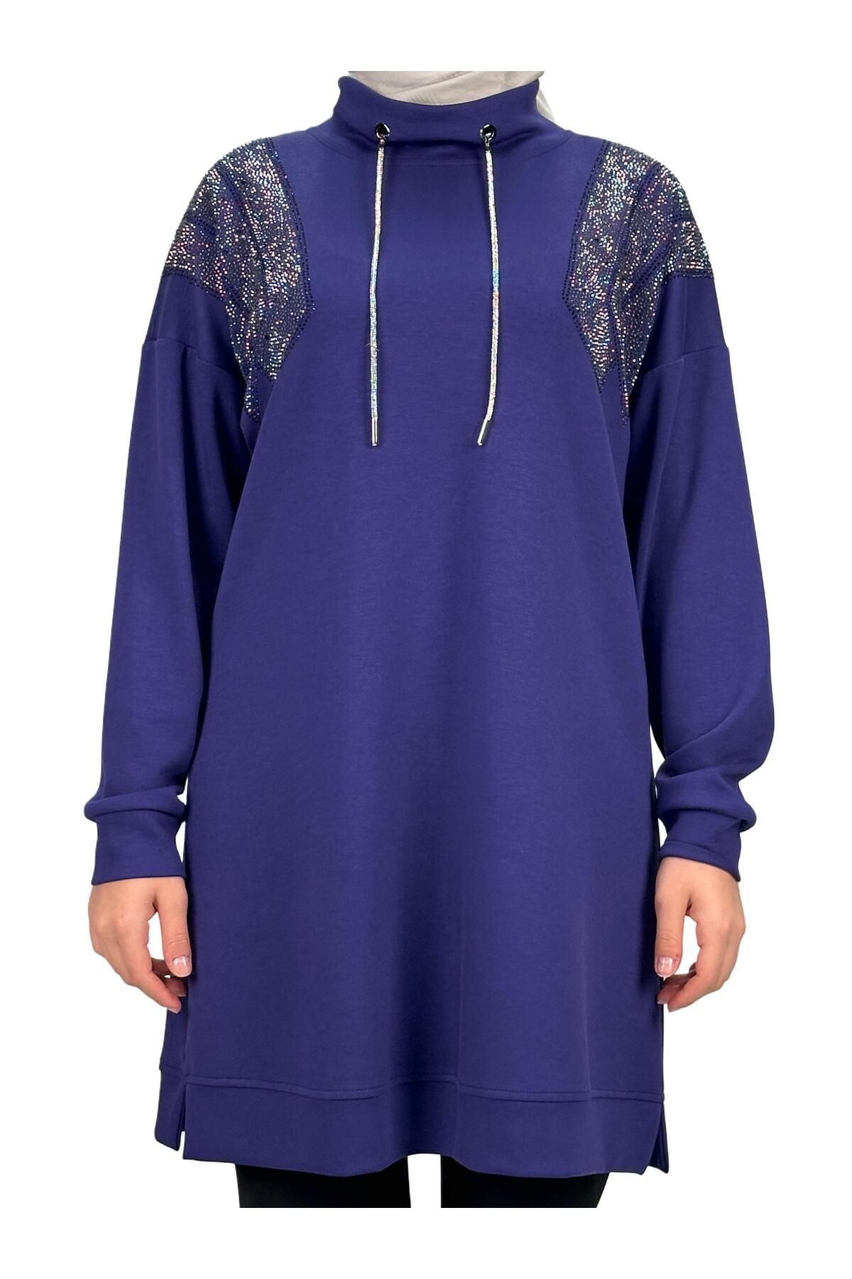 ottoman wear-Plus Size Tunic with Purple Stones - Otw2116 5