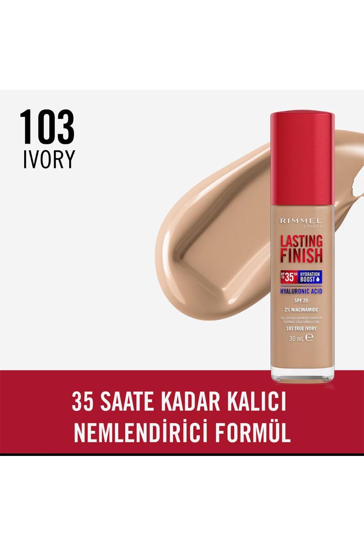 Rimmel London Fondöten - Lasting Finish Foundation 103 True Ivory 3607345379043-1