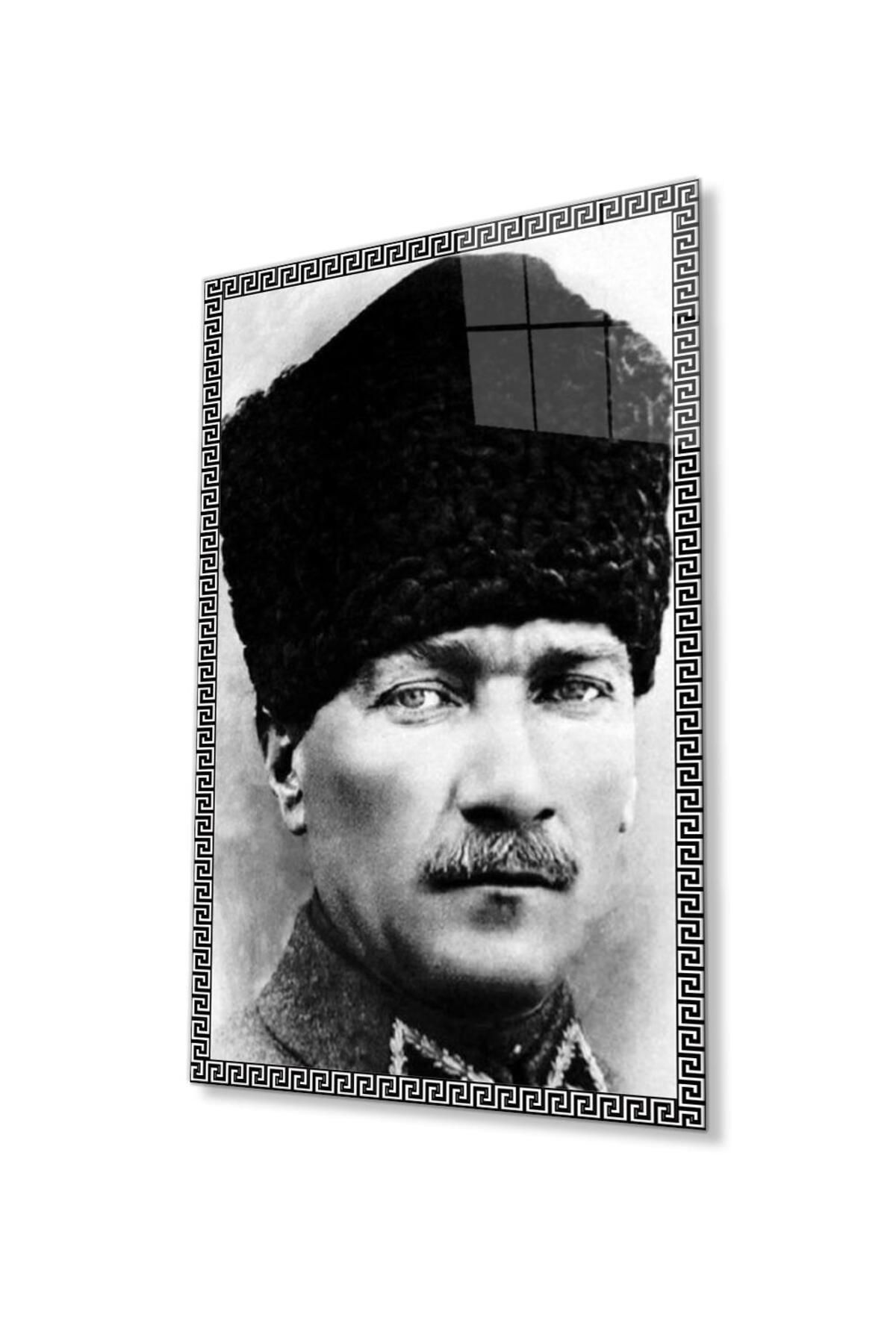 idealizbiz Atatürk Cam Tablo 4mm Dayanıklı Temperli Cam, Atatürk Glass Wall Art