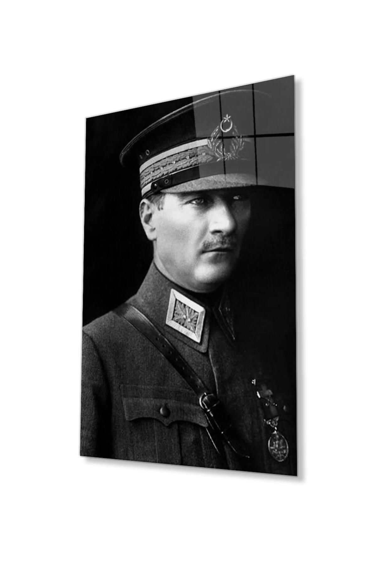 idealizbiz Atatürk Cam Tablo 4mm Dayanıklı Temperli Cam, Atatürk Glass Wall Art