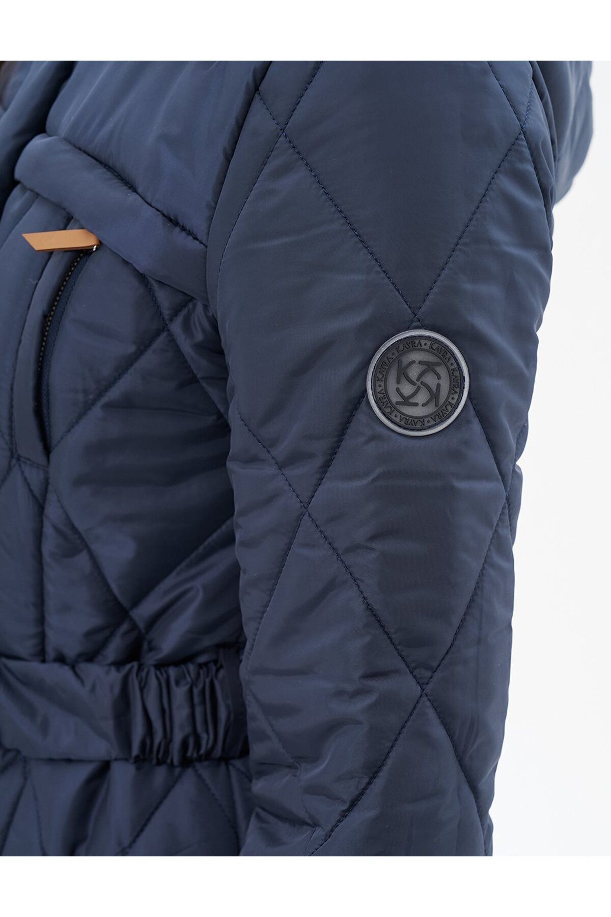 Kayra-Palton anorac matlasat cu guler vertical cu fermoar, albastru închis 7