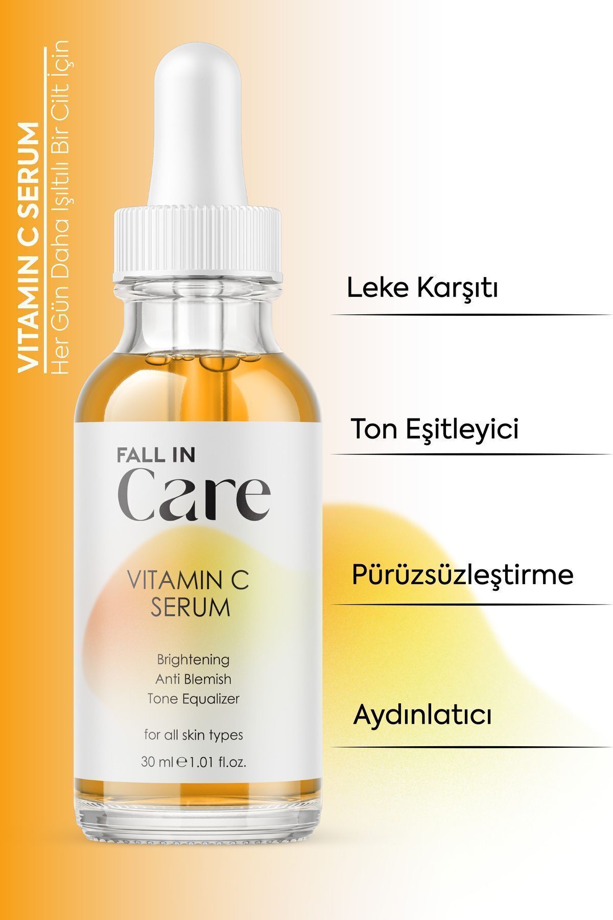 Vitamin C , Aydınlatıcı Ve Leke Karşıtı Ton Eşitleyici Cilt Bakım Serumu %20 Ascorbic Asit , 30 ml — FICVCS01 — تصویر 3 از 8