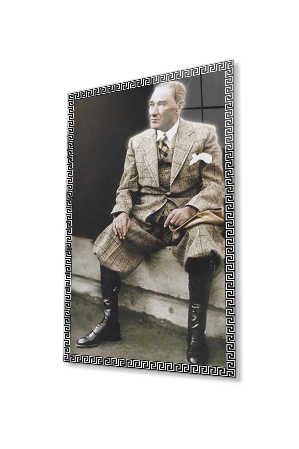 idealizbiz Atatürk Cam Tablo 4mm Dayanıklı Temperli Cam, Atatürk Glass Wall Art