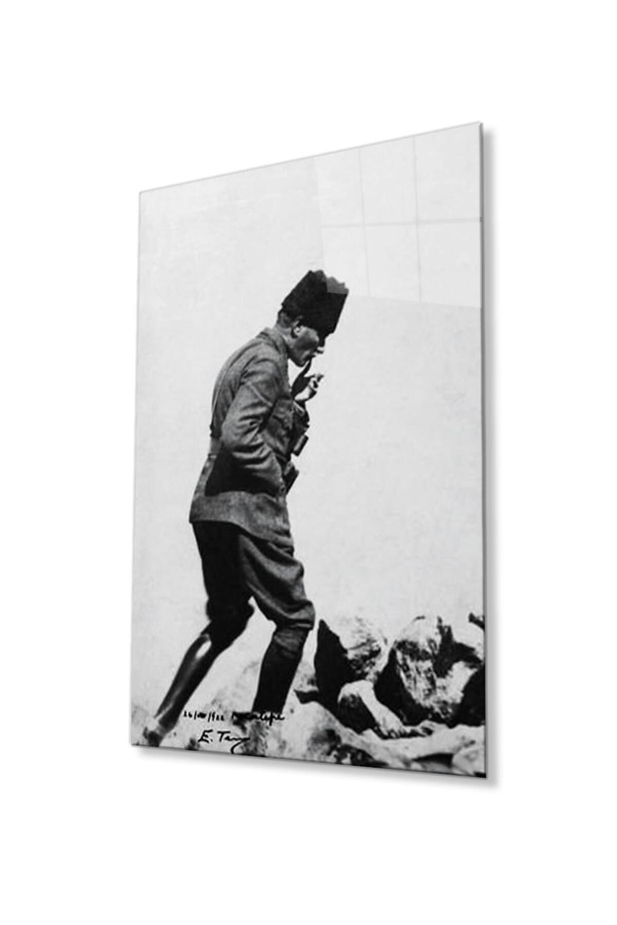 idealizbiz Atatürk Cam Tablo 4mm Dayanıklı Temperli Cam, Atatürk Glass Wall Art