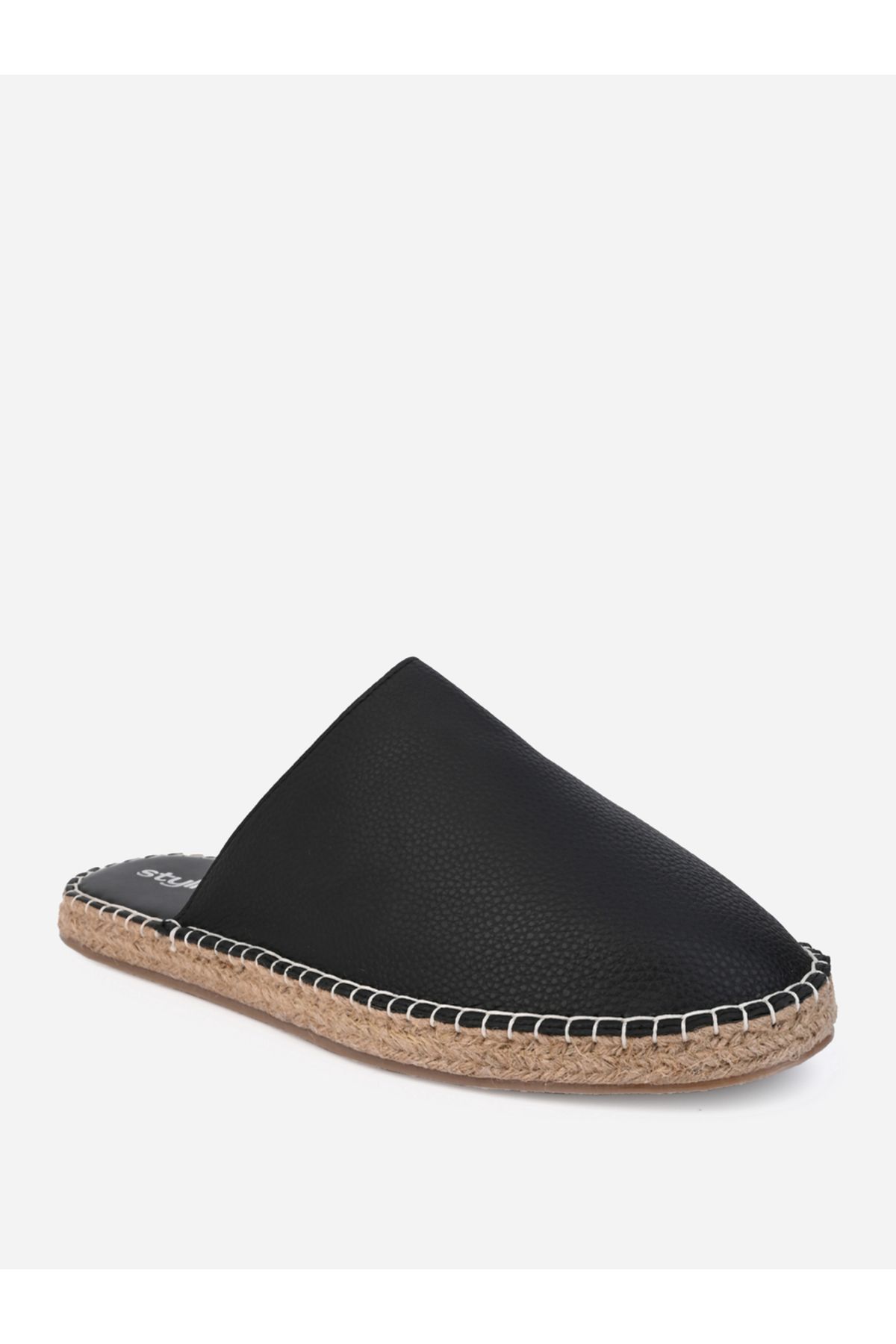 Styli-Textured Faux Leather Espadrille Mules 2
