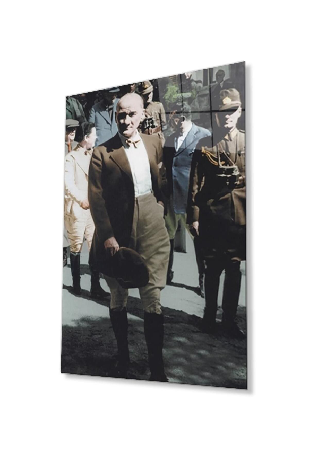 idealizbiz Atatürk Cam Tablo 4mm Dayanıklı Temperli Cam, Atatürk Glass Wall Art