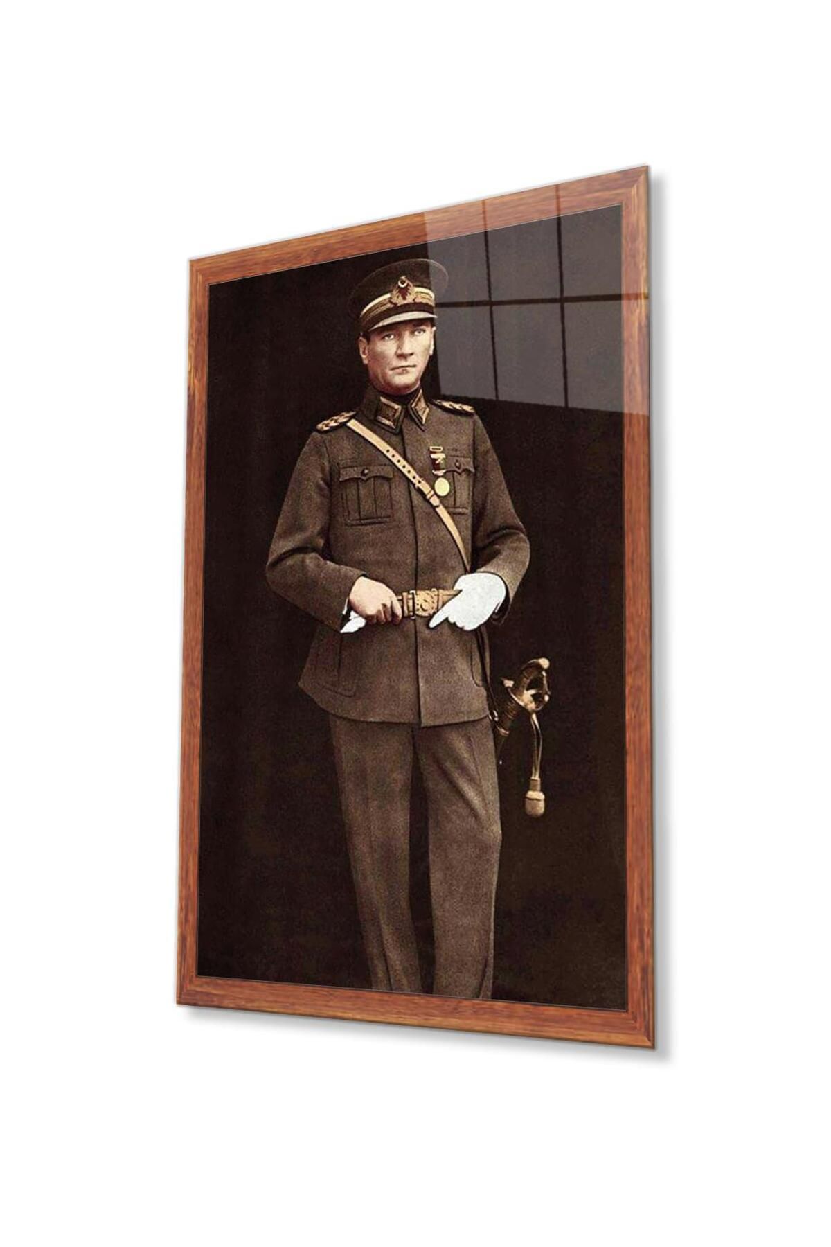idealizbiz Atatürk Cam Tablo 4mm Dayanıklı Temperli Cam, Atatürk Glass Wall Art