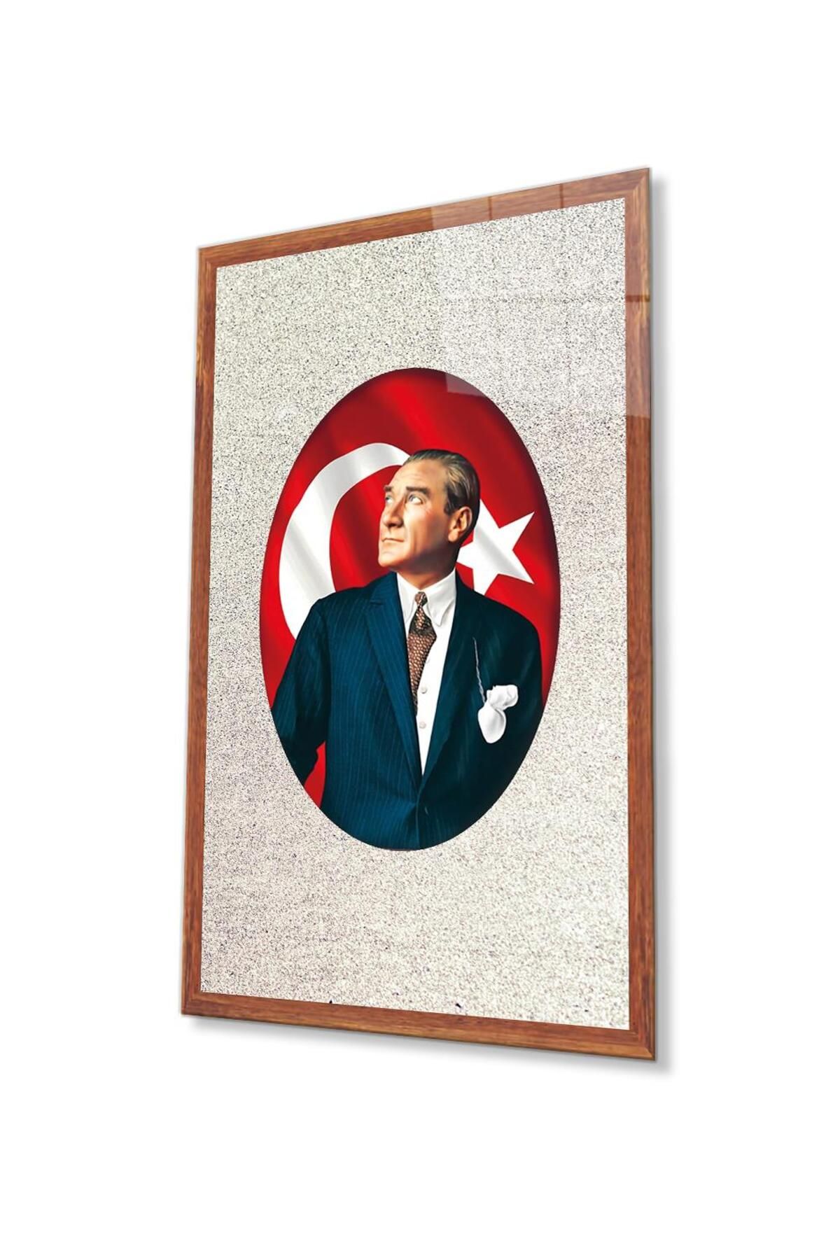 idealizbiz Atatürk Cam Tablo 4mm Dayanıklı Temperli Cam, Atatürk Glass Wall Art