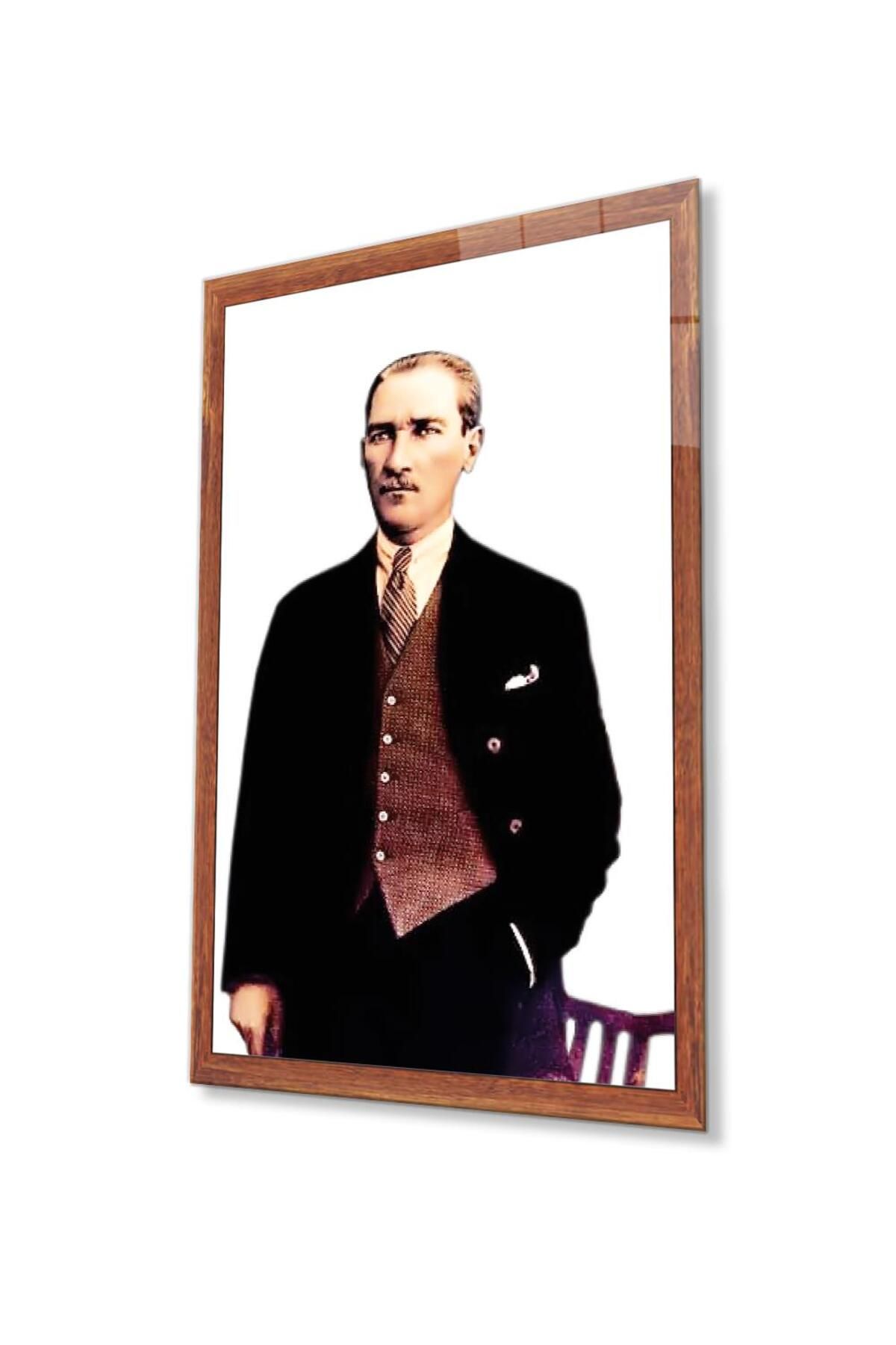 idealizbiz Atatürk Cam Tablo 4mm Dayanıklı Temperli Cam, Atatürk Glass Wall Art