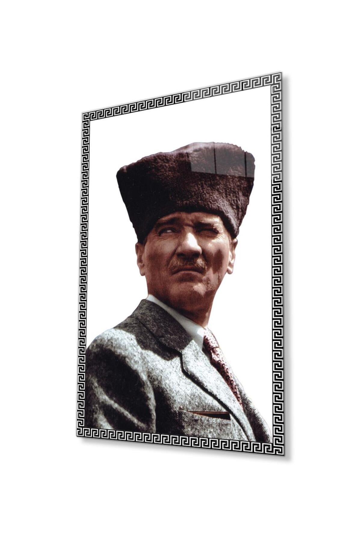 idealizbiz Atatürk Cam Tablo 4mm Dayanıklı Temperli Cam, Atatürk Glass Wall Art
