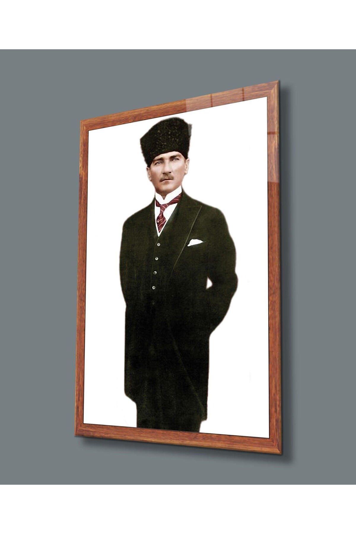 idealizbiz Atatürk Cam Tablo 4mm Dayanıklı Temperli Cam, Atatürk Glass Wall Art
