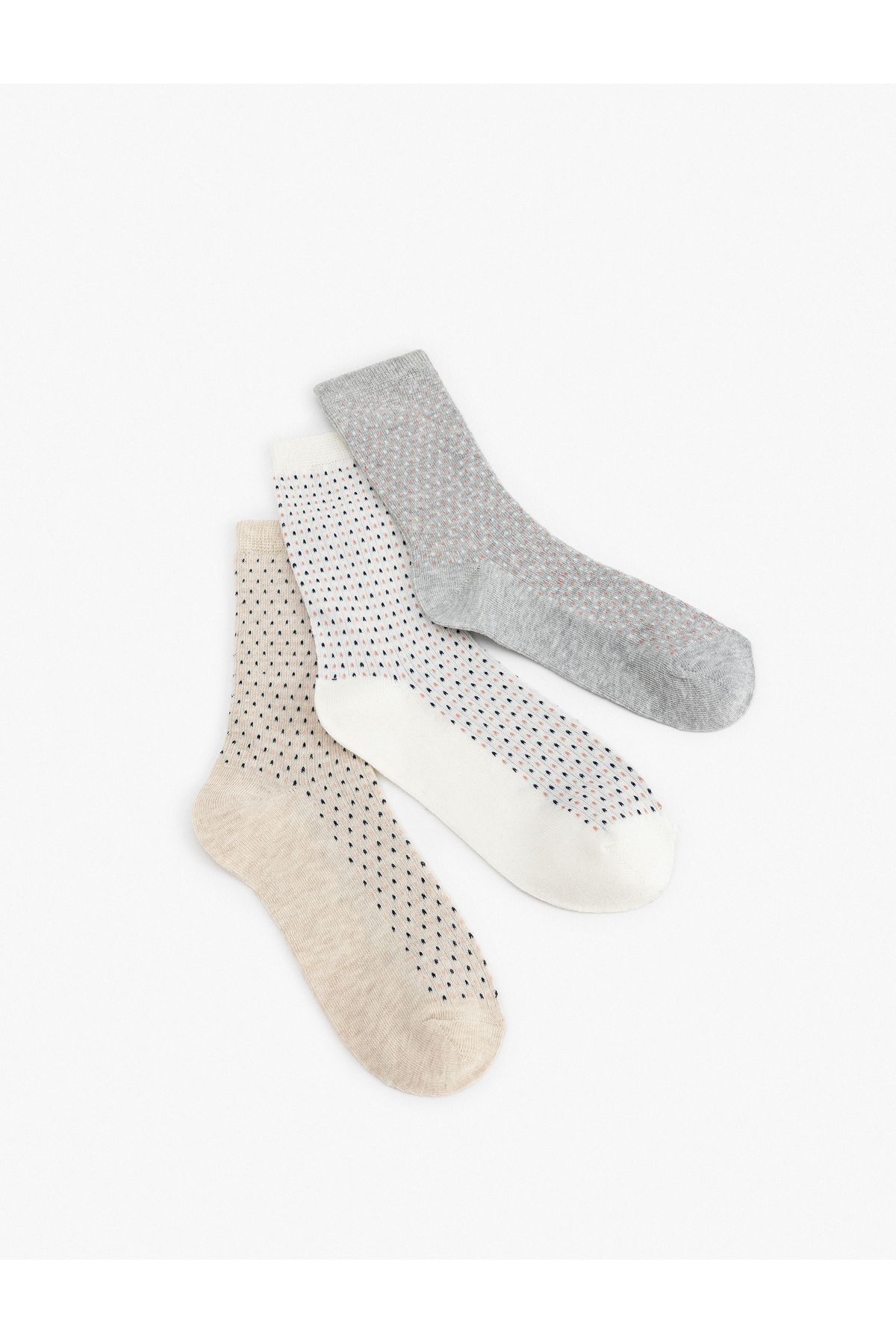 Koton-Set of 3 Geometric Patterned Multicolored Socks 2