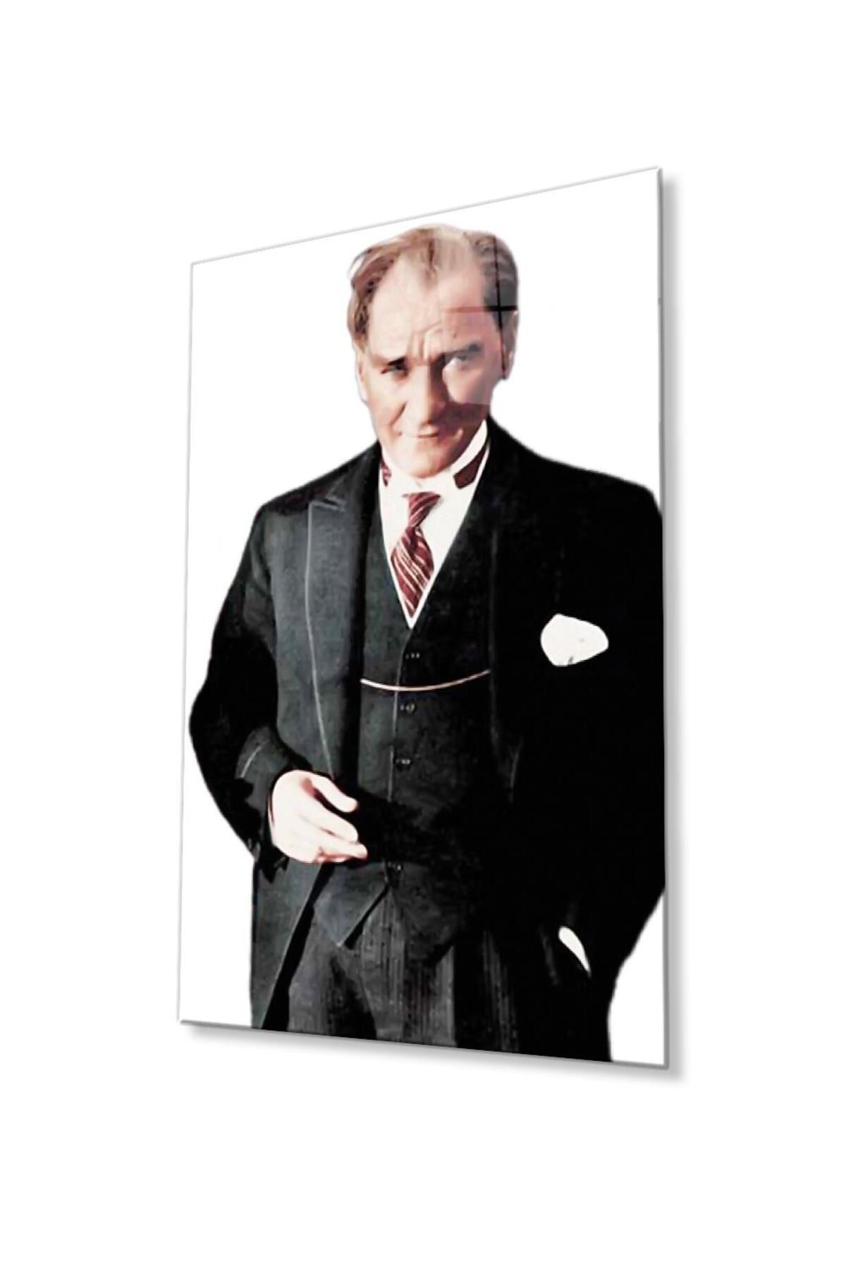 idealizbiz Atatürk Cam Tablo 4mm Dayanıklı Temperli Cam, Atatürk Glass Wall Art