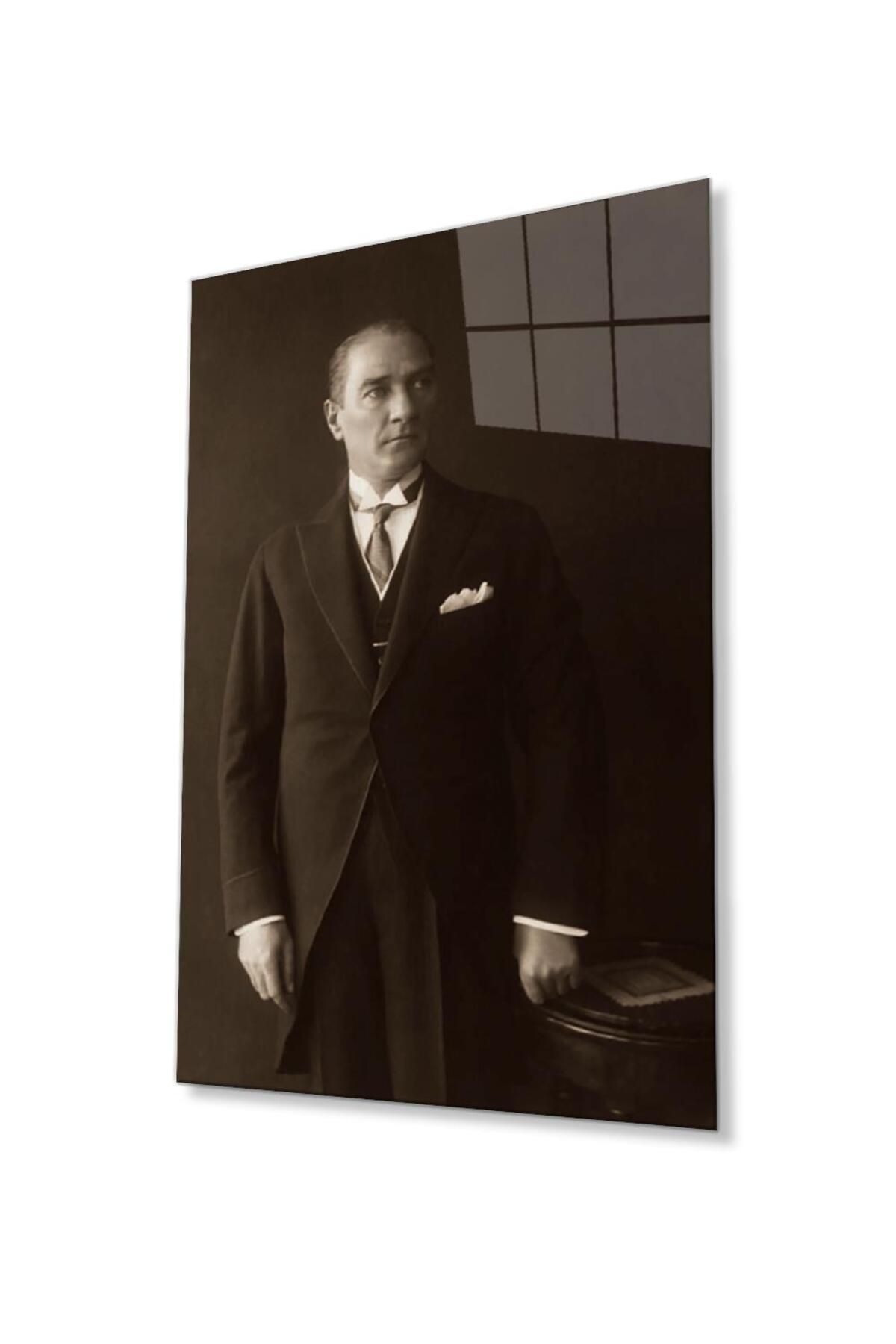 idealizbiz Atatürk Cam Tablo 4mm Dayanıklı Temperli Cam, Atatürk Glass Wall Art