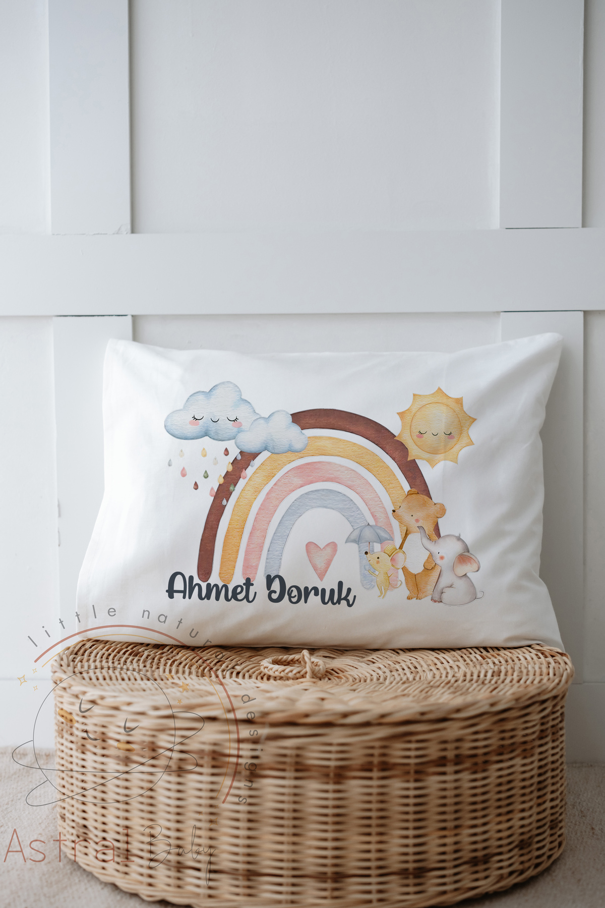 Astral Baby İsimli %100 Organik Pamuk 12'li Hastane Çıkışı Gökkuşağı Bulut Ve Hayvanlar fotoğrafı 5 (önizleme)