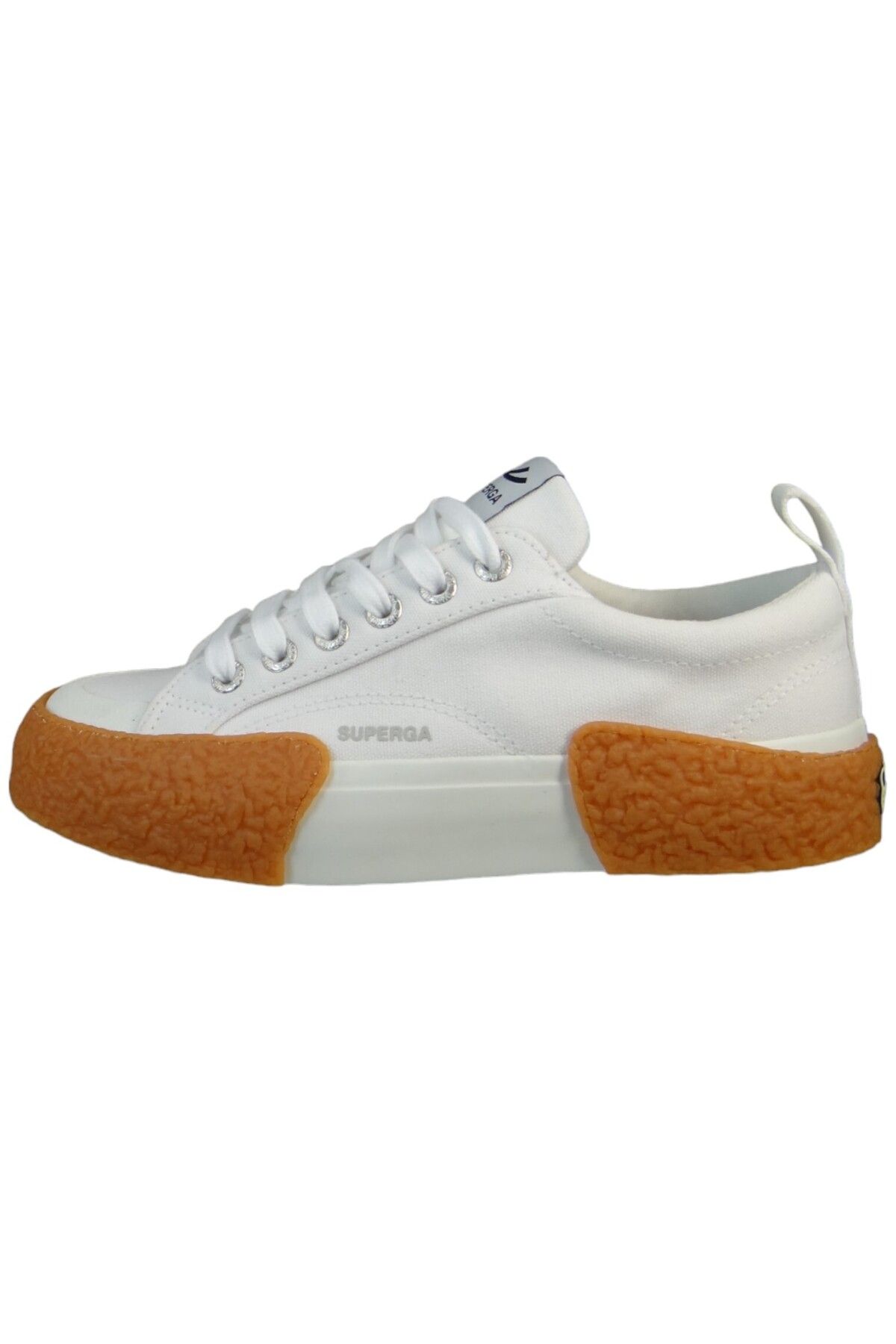 Superga-Damen Low Sneaker 2660 Stripe Big Bumpers Low Top S2137CW Weiß A0R White-Gum Leinen 3