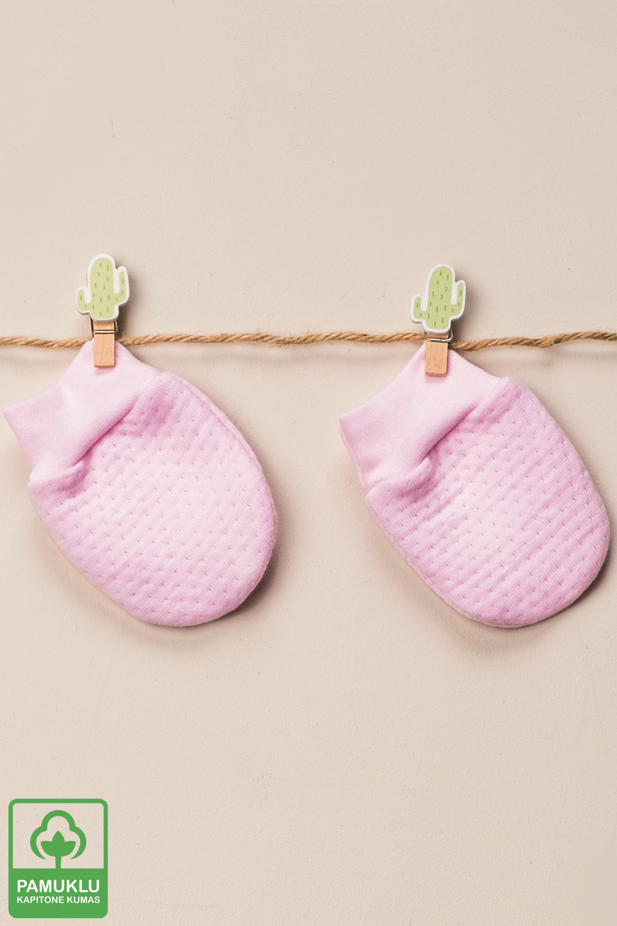 Miniel Unisex Bebek Yenidoğan Organik Pamuklu Kapitone Kumaş Bebek Eldiveni 3 Çift  Set fotoğrafı 4 (önizleme)