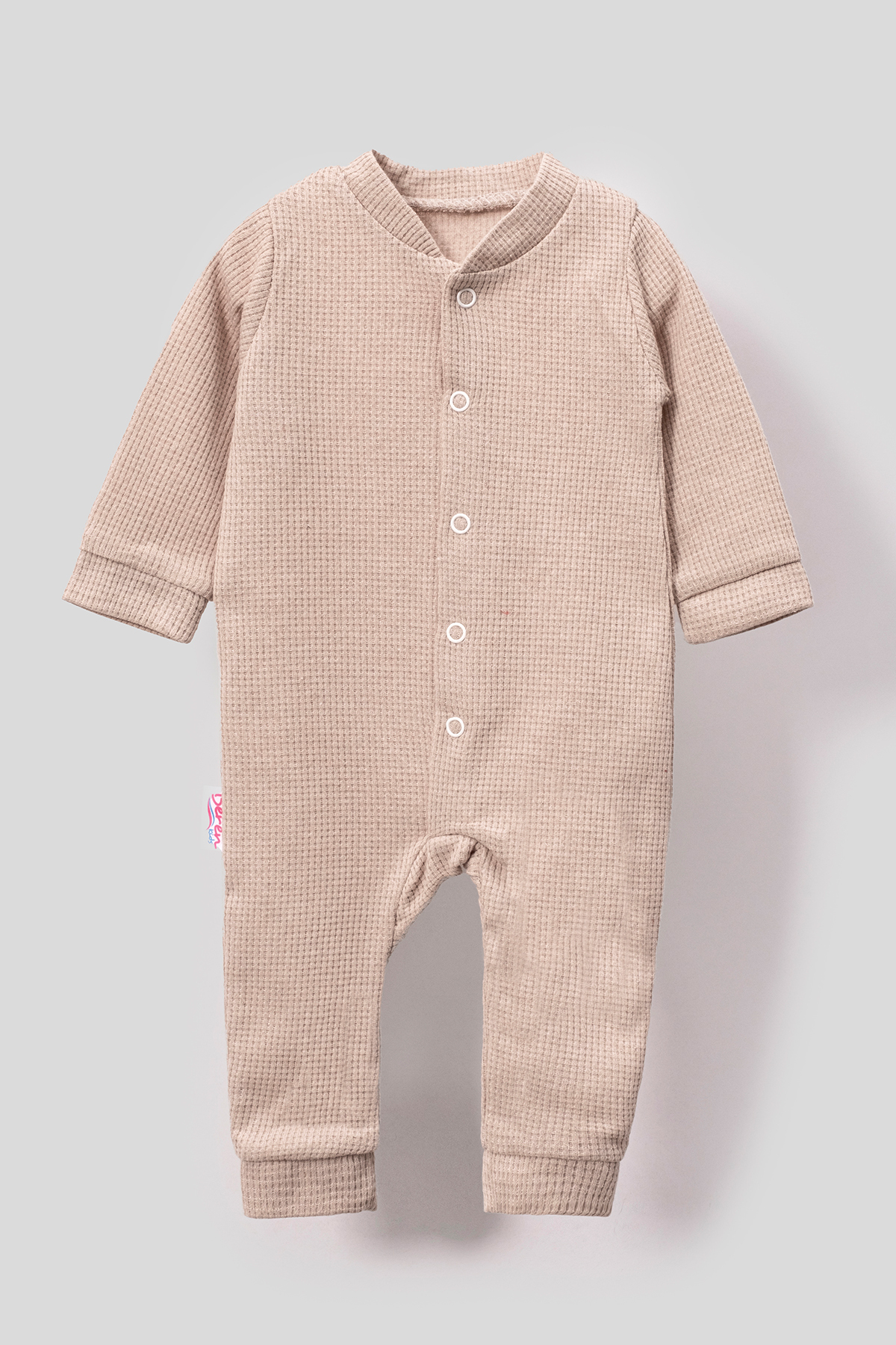 Bubito Tarz Şapkalı Fitilli Penye Bebek Tulum-bej fotoğrafı 2 (önizleme)